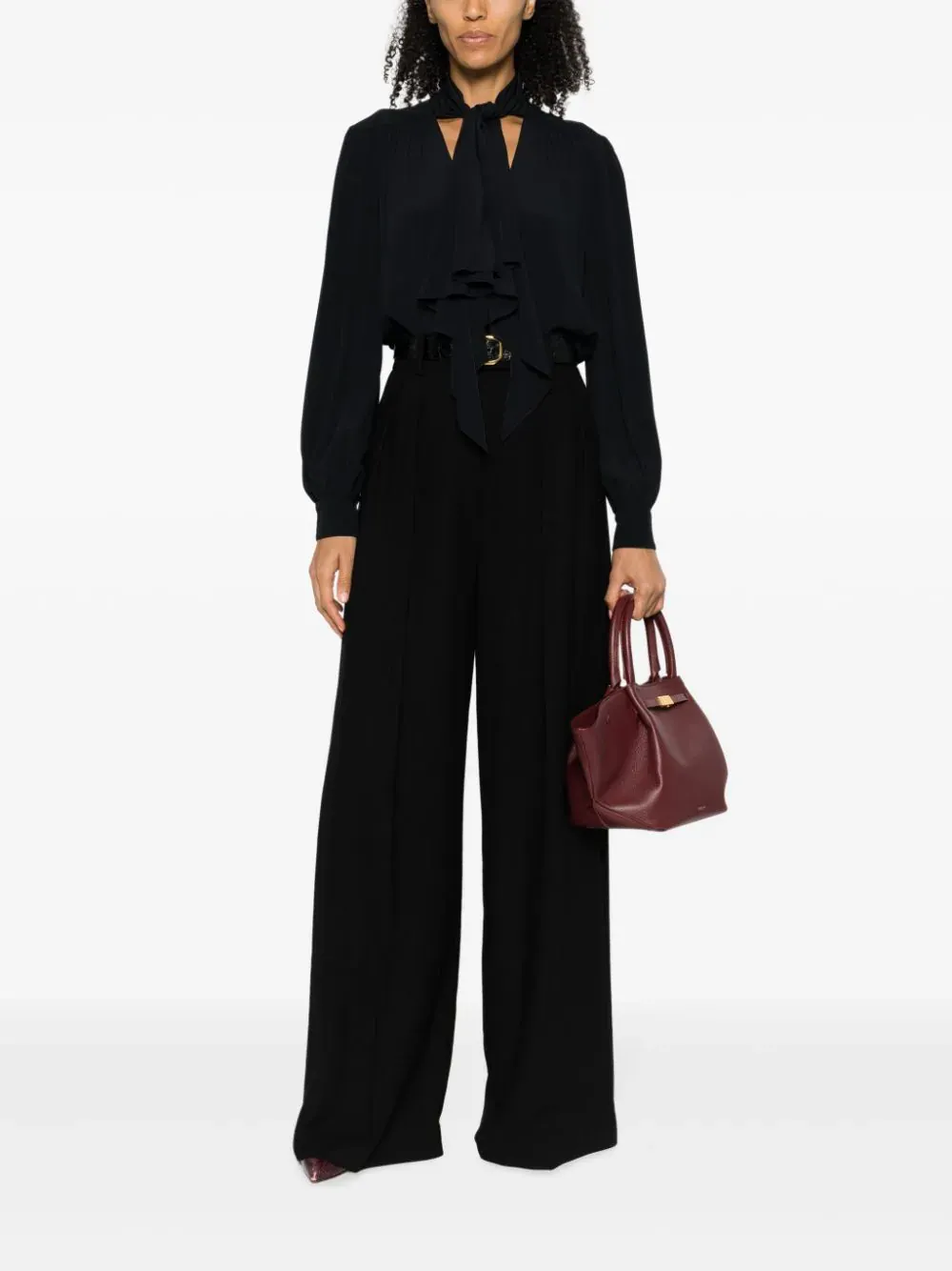 BLUSA NERA IN MISTO SETA