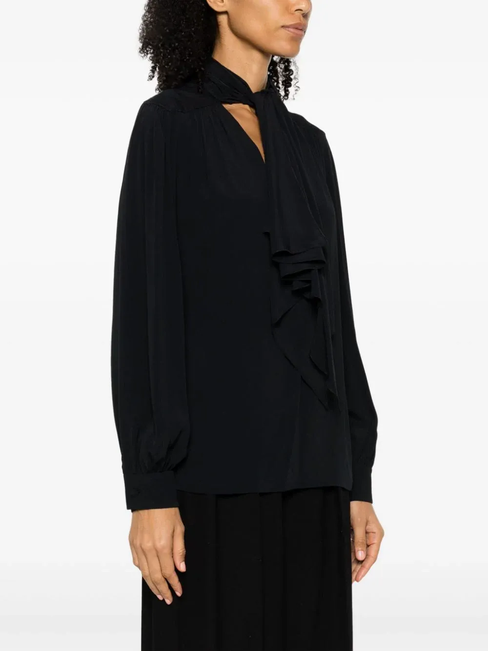BLUSA NERA IN MISTO SETA