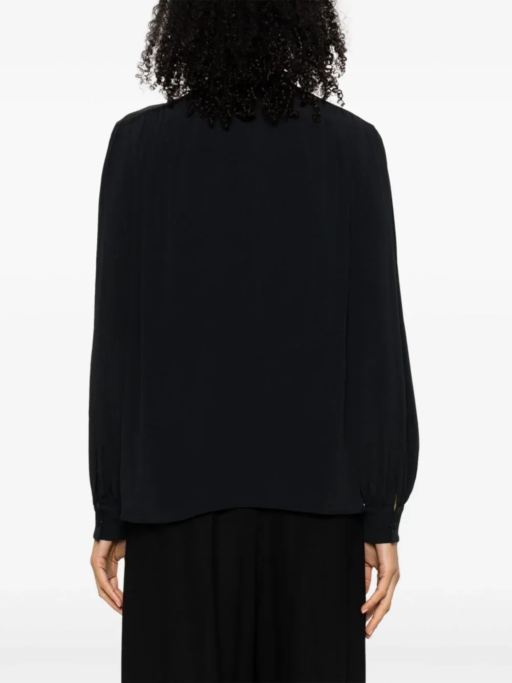 BLUSA NERA IN MISTO SETA