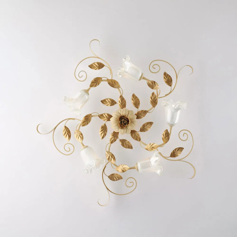 Bonetti Illumina  Plafoniera classica grande con 5 diffusori in vetro e struttura in metallo Cesto - 42W