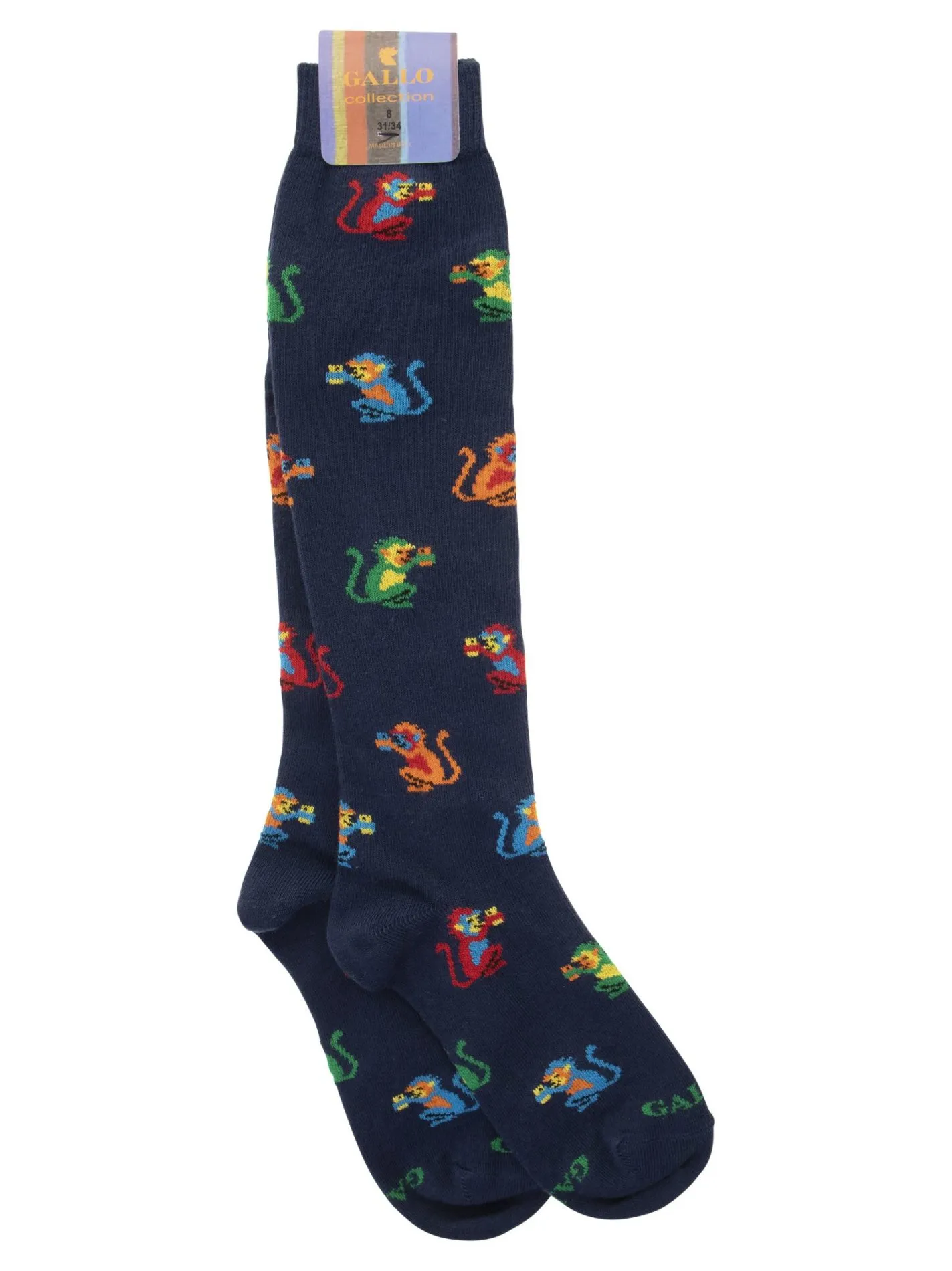 Calzino Lungo con Scimmie in cotone