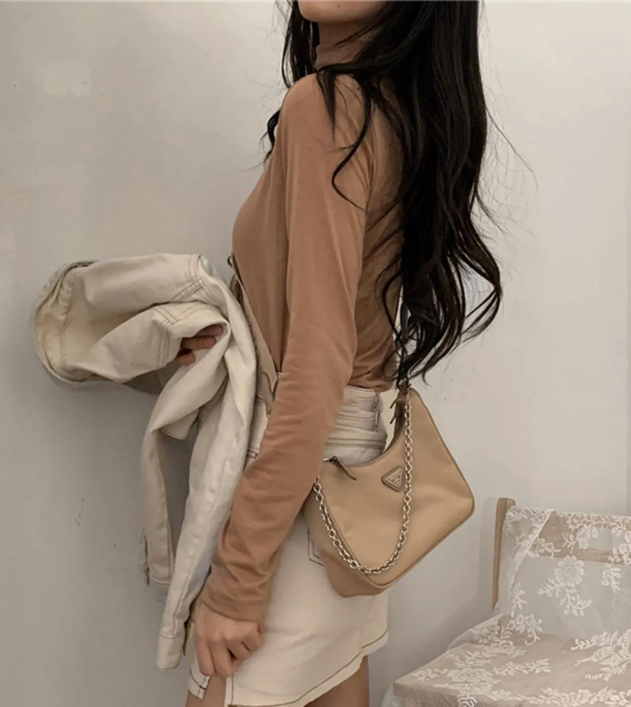 Camicetta calda a mezza dolcevita in cotone Autunno Inverno Camicie da donna con fondo sottile Camicette Camicia bianca a manich