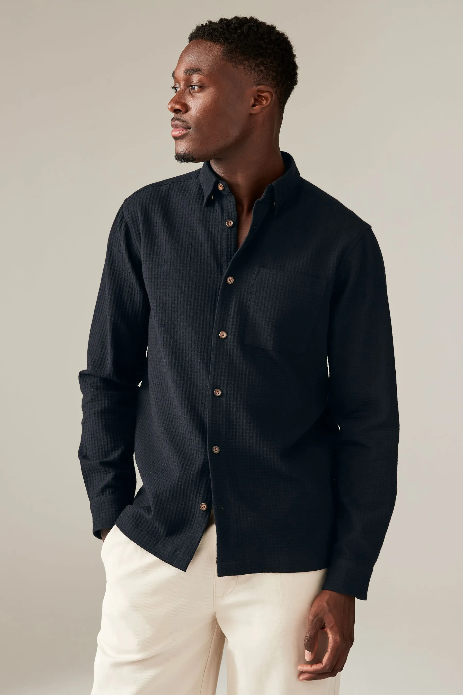 Camicia a Manica lunga a nido d'apa