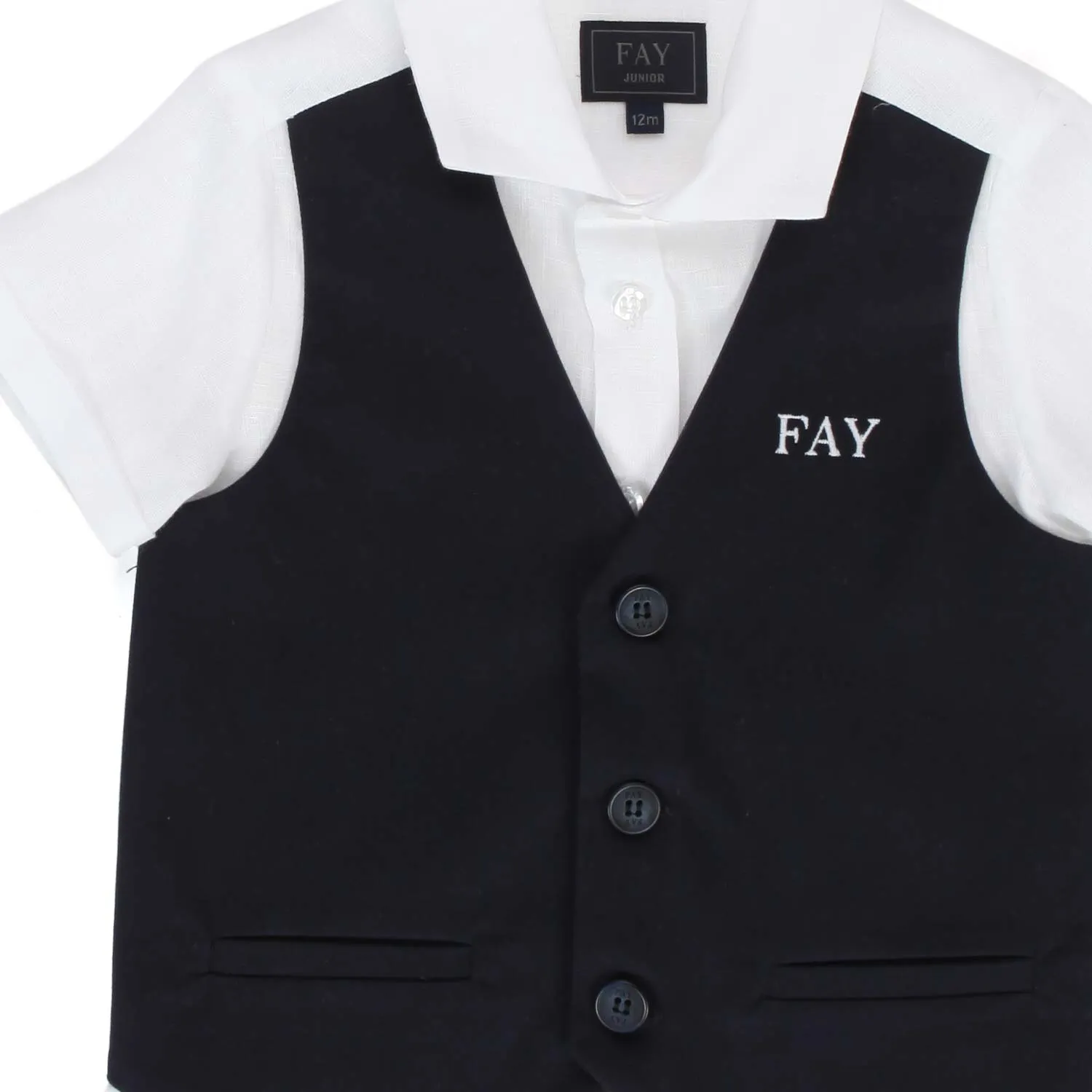Camicia Bianca Con Gilet Blu Integrato Baby