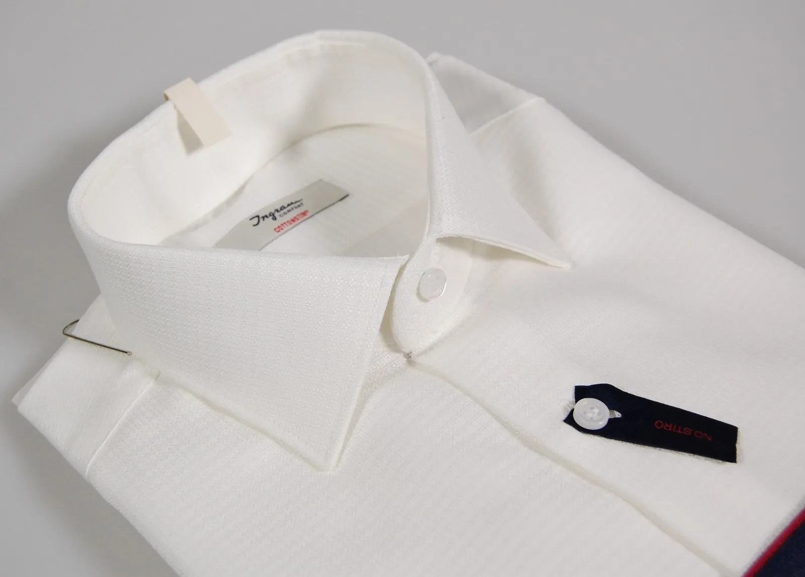 Camicia bianca ingram slim fit cotone no stiro lavorato