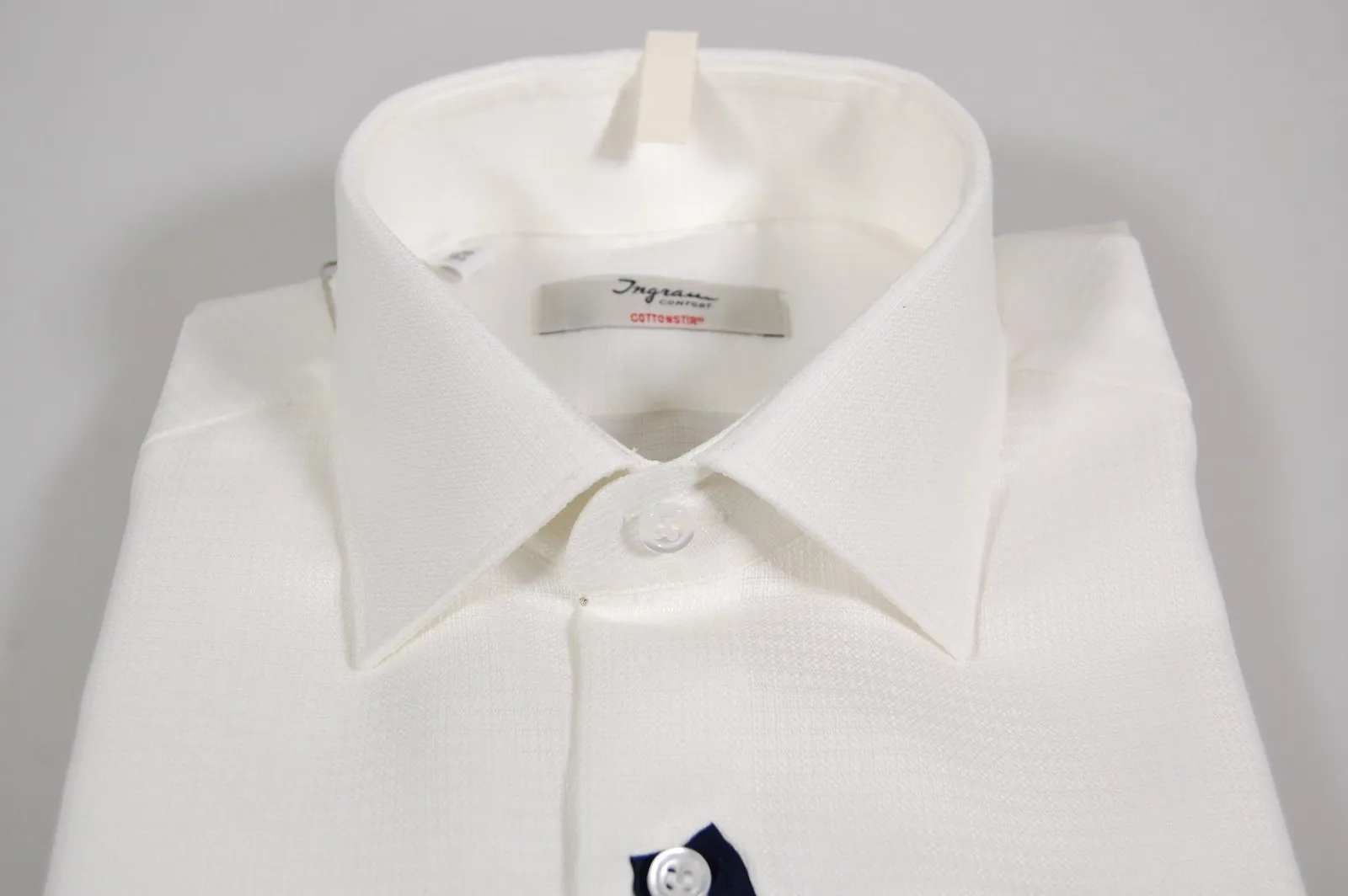 Camicia bianca ingram slim fit cotone no stiro lavorato