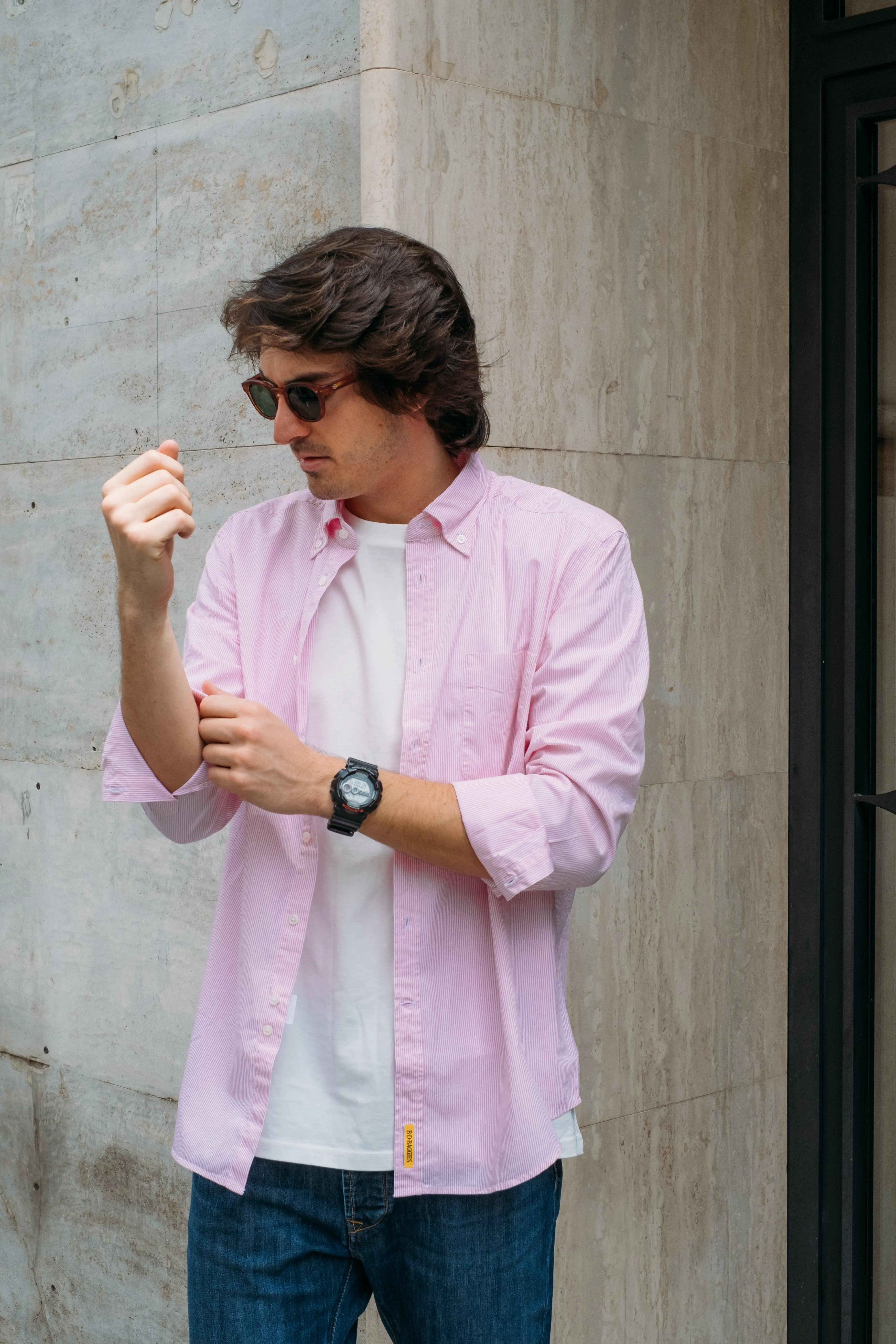 Camicia Bradford in Cotone Mille Righe Rosa