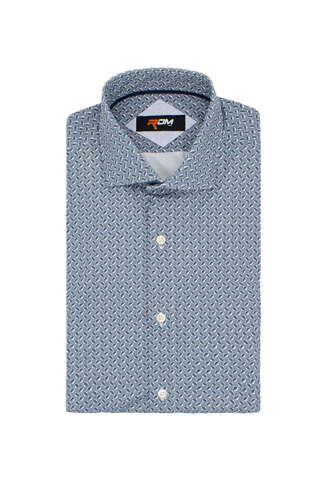Camicia custom in cotone stretch con fantasia geometrica