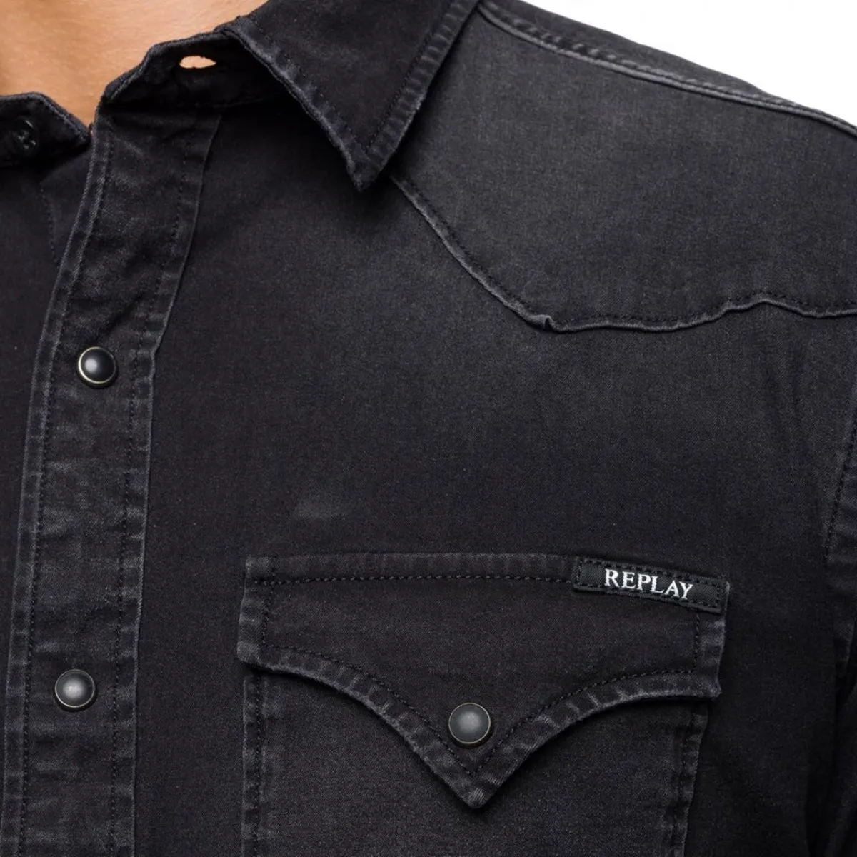 Camicia Denim Slim Fit Nero