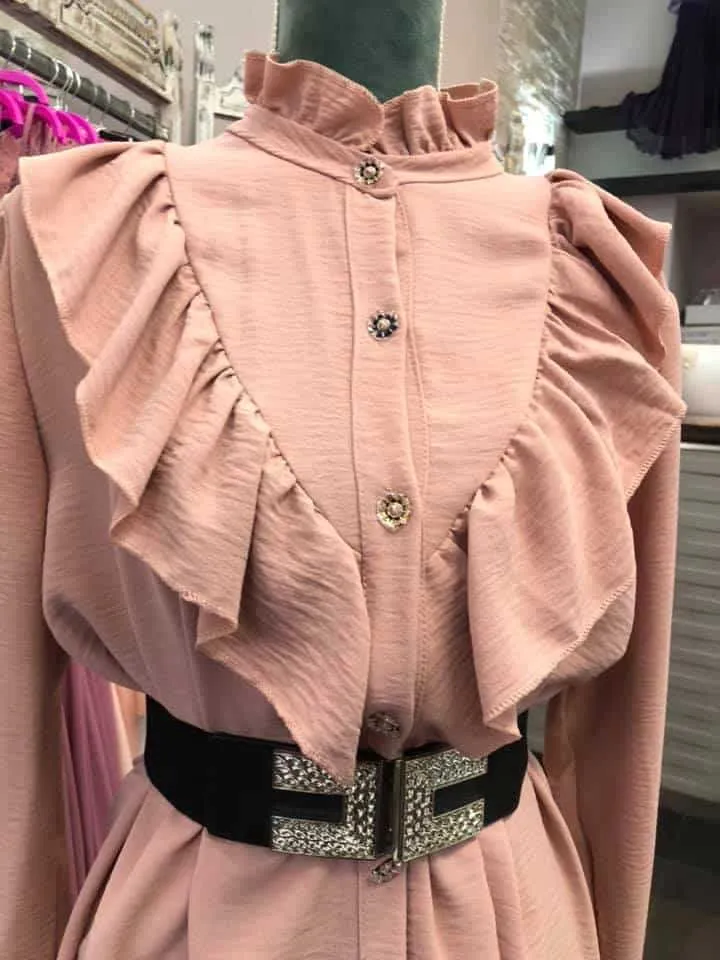 Camicia elegante in tessuto velato con rouches