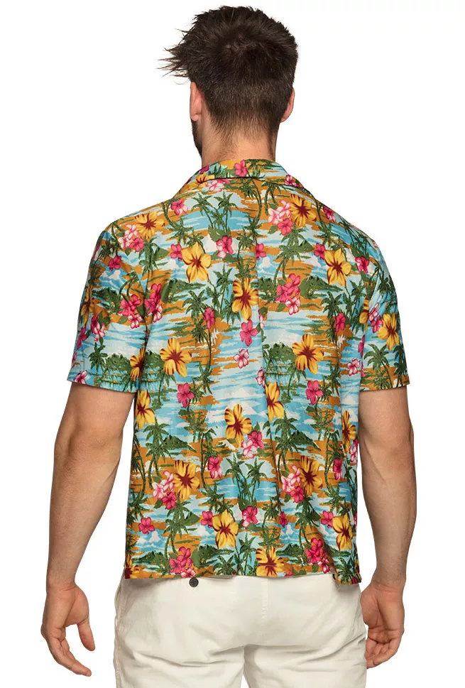 Camicia hawaiana da uomo di fiori di ibisco