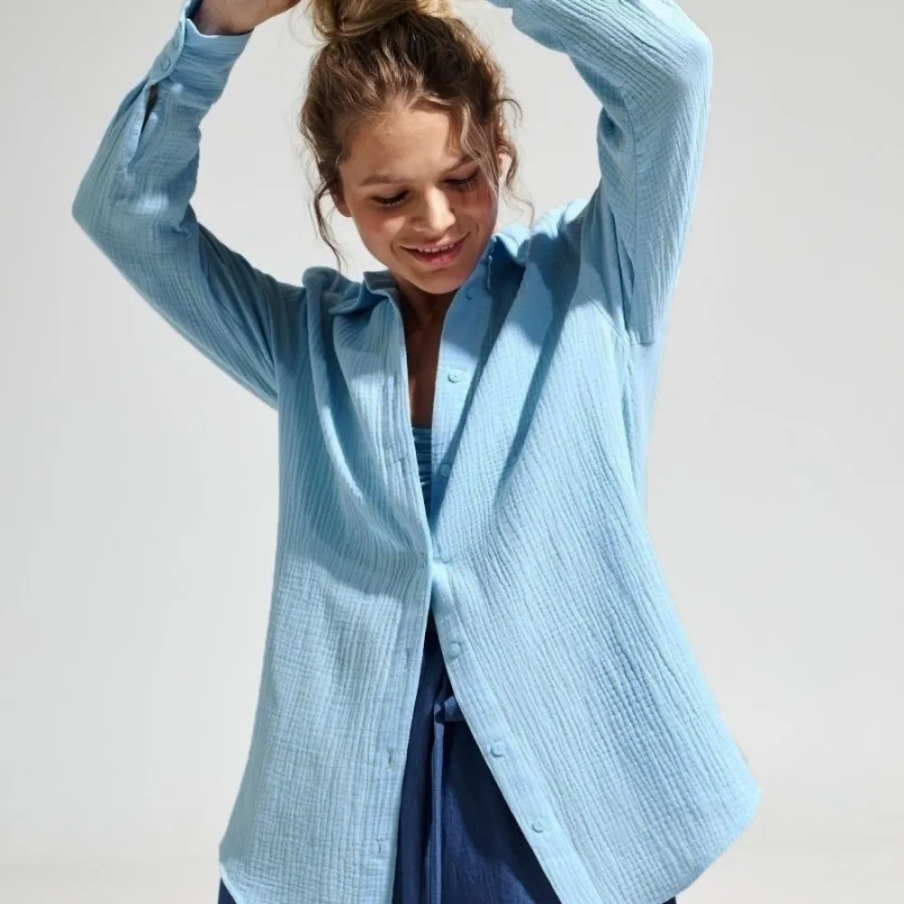 Camicia in crêpe di puro cotone e camicia polo elegante e confortevole temperamento allentato da donna della nuova estate 2024
