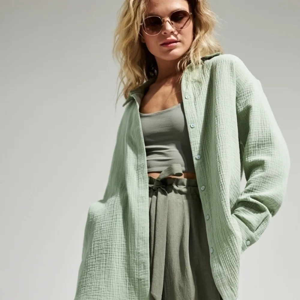 Camicia in crêpe di puro cotone e camicia polo elegante e confortevole temperamento allentato da donna della nuova estate 2024