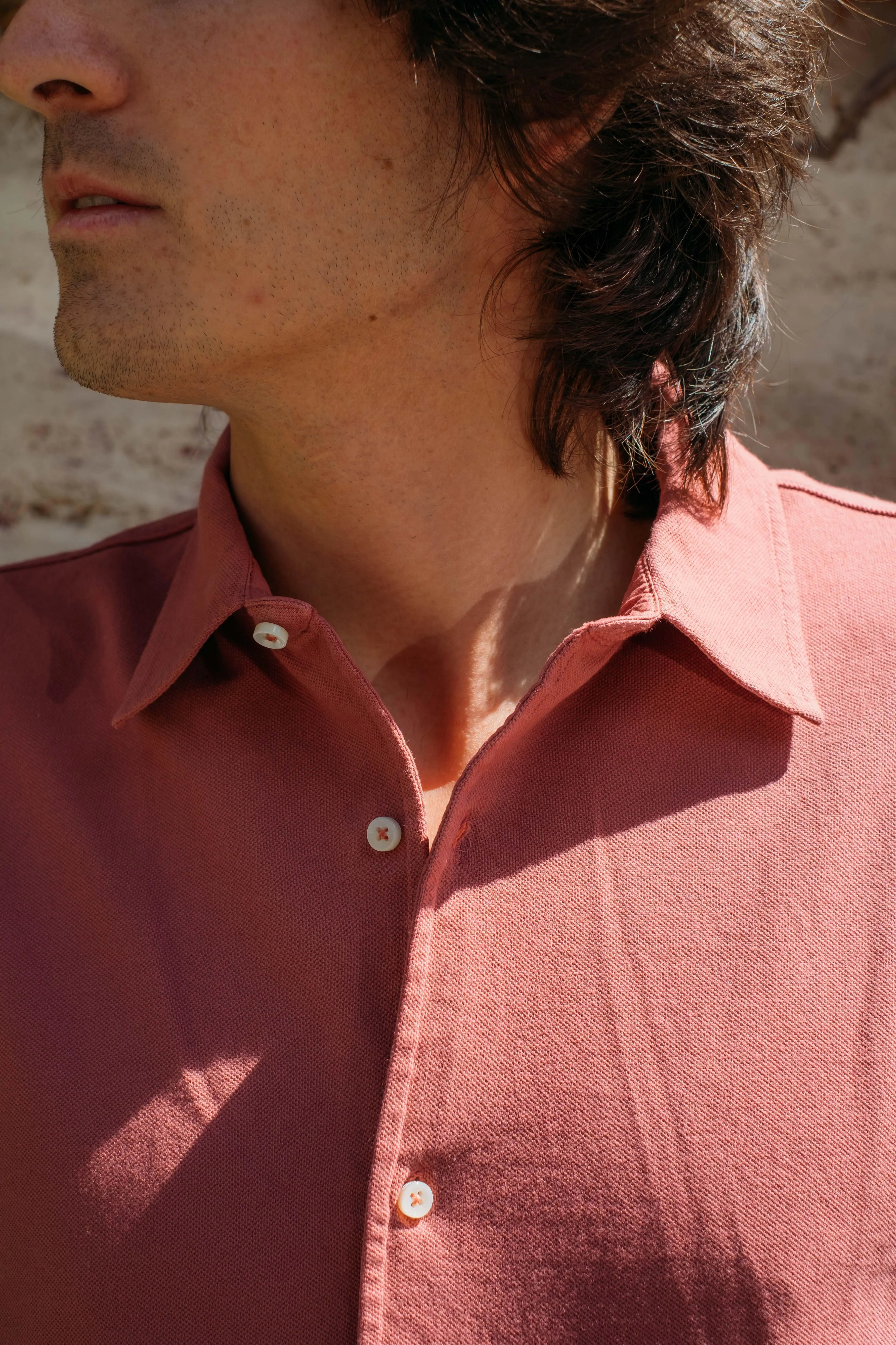 Camicia in Piquet Corallo