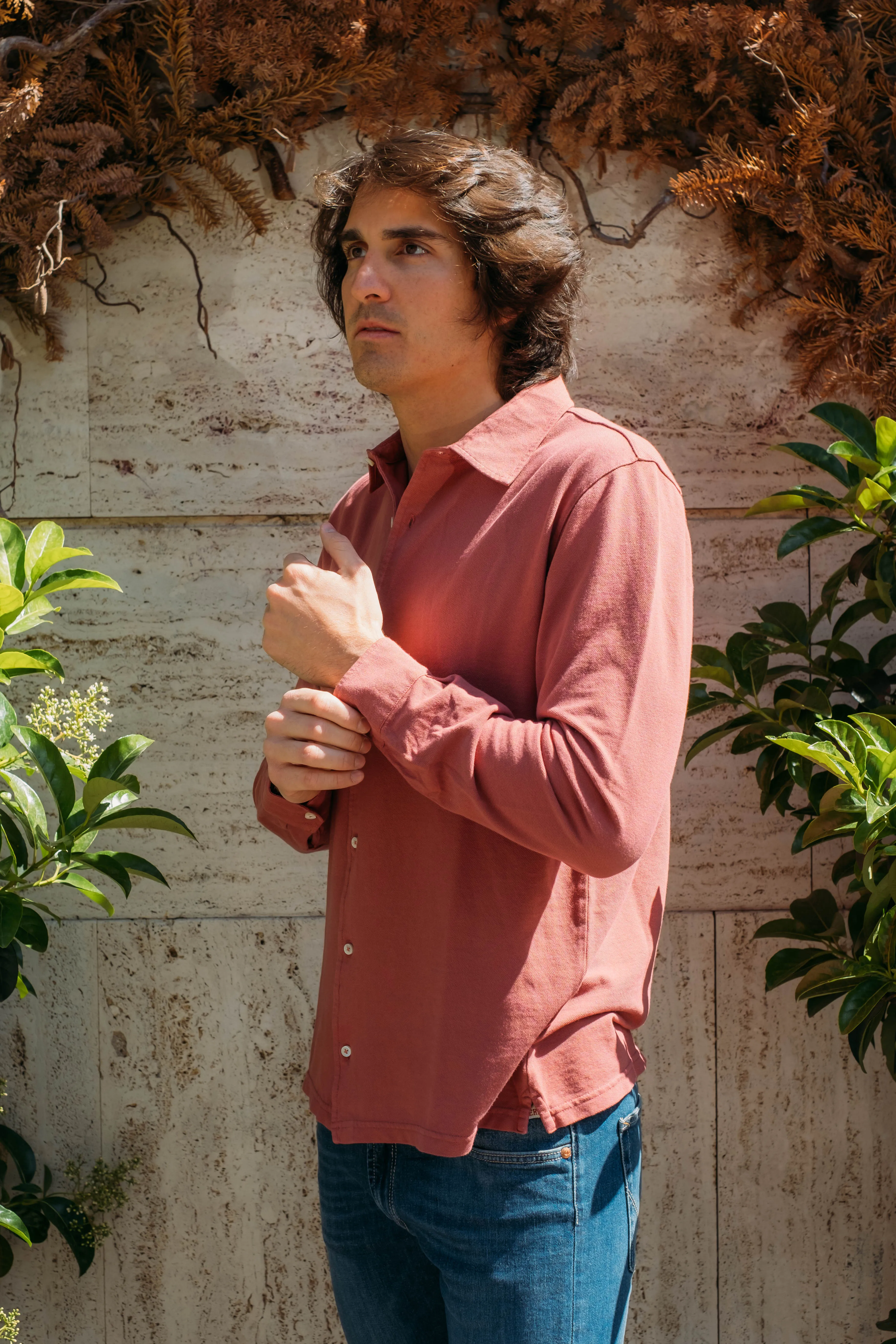 Camicia in Piquet Corallo