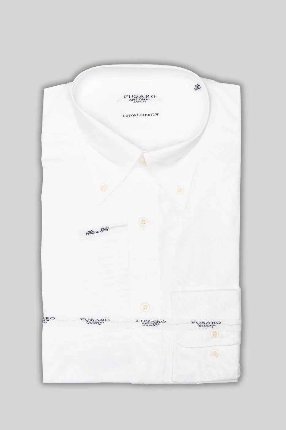 Camicia Regular con collo button down in cotone stretch - Formal