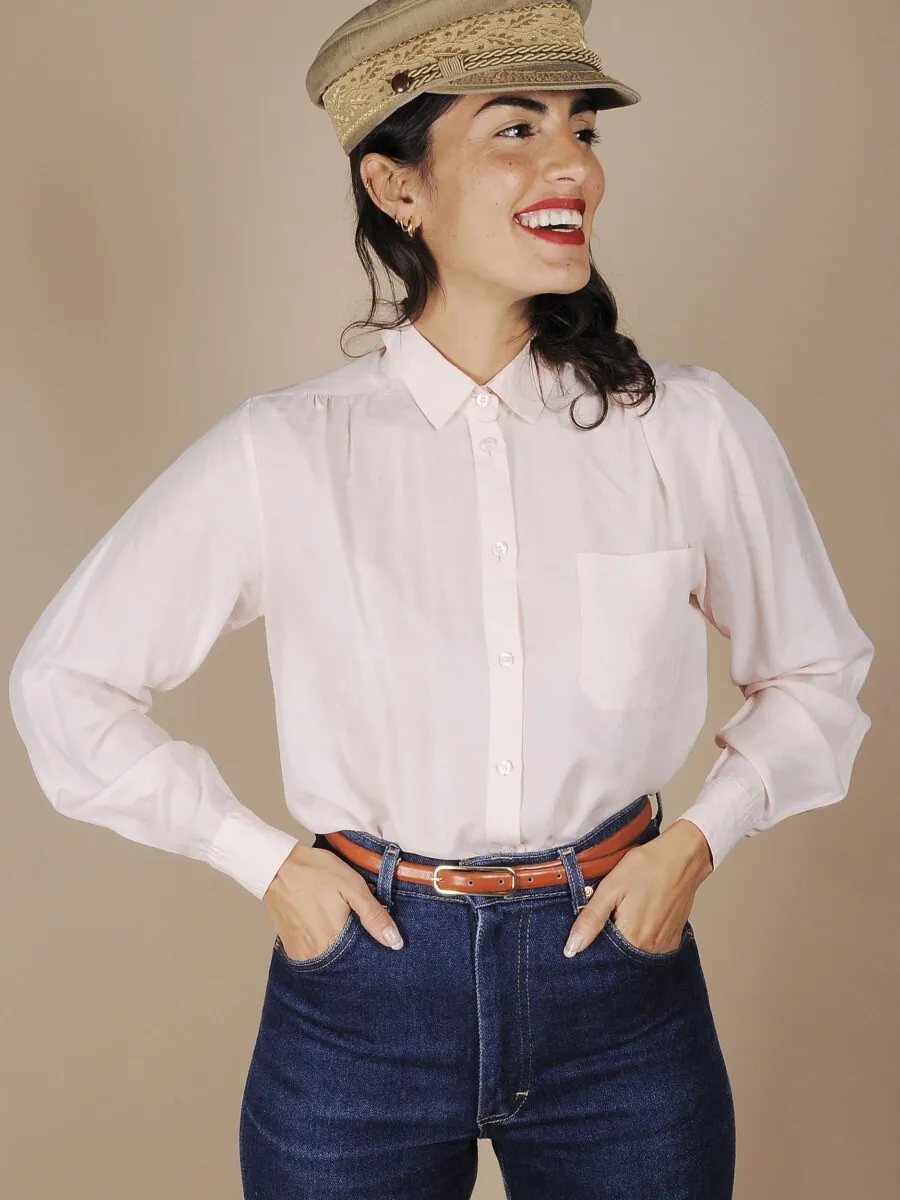 Camicia rosa seta con taschino