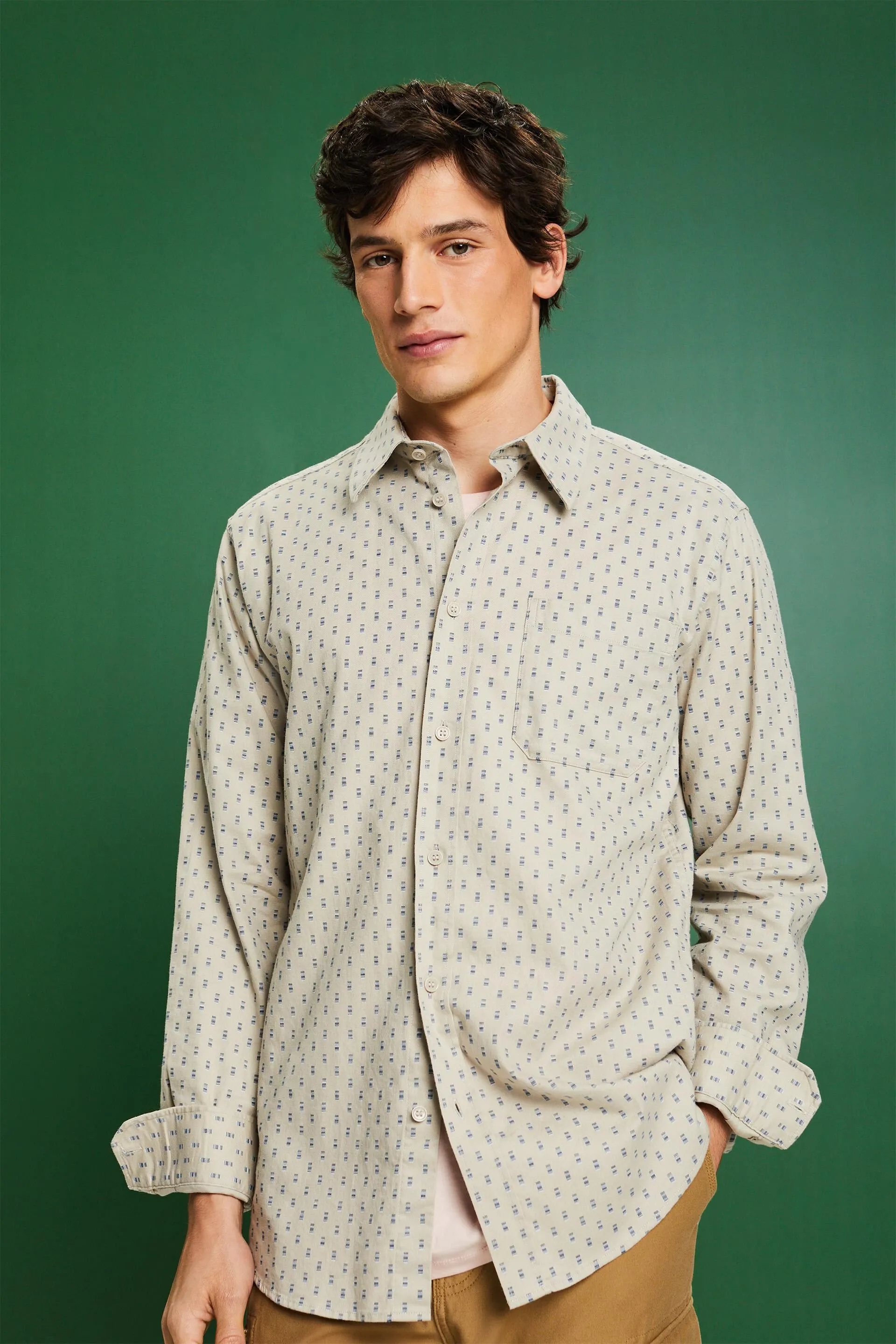 Camicia Slim Fit in twill a fantasia