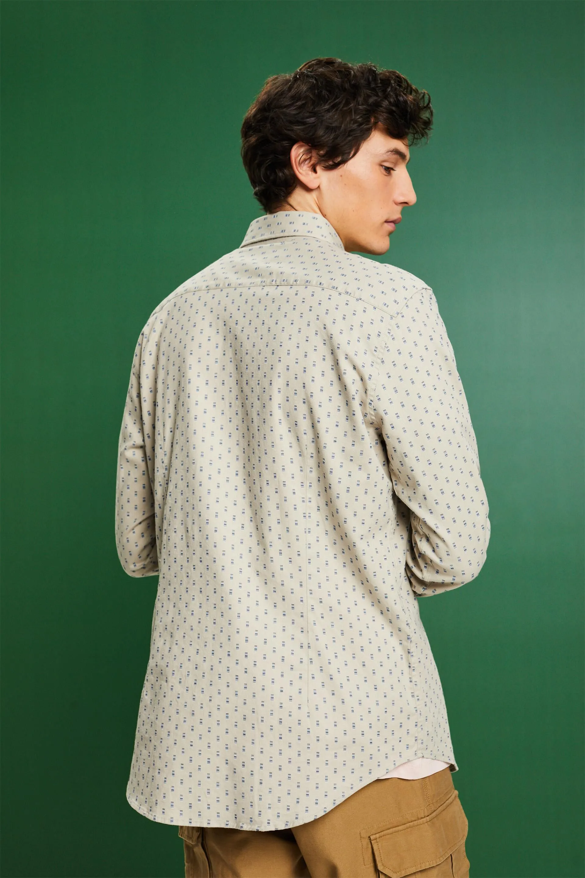 Camicia Slim Fit in twill a fantasia