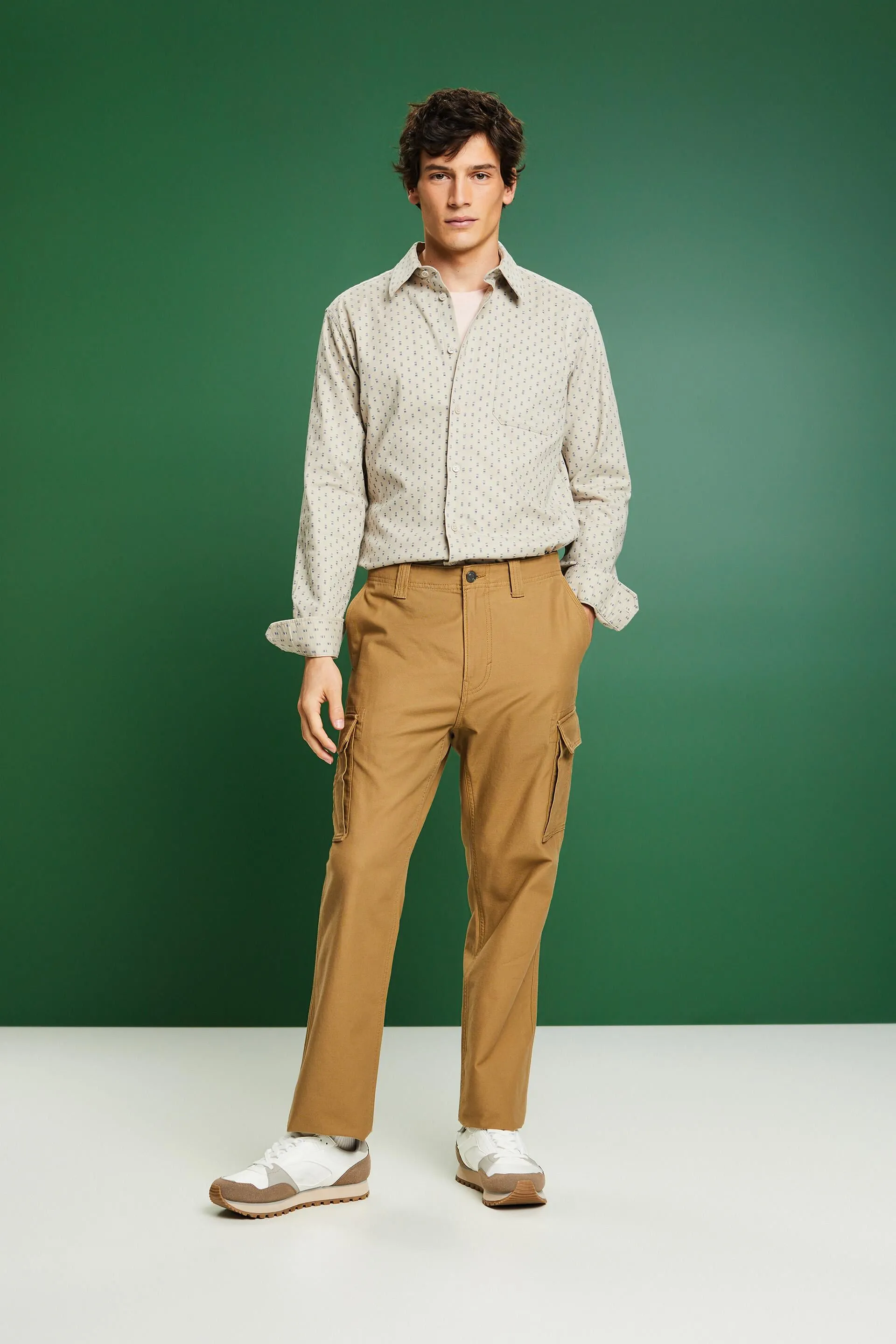 Camicia Slim Fit in twill a fantasia