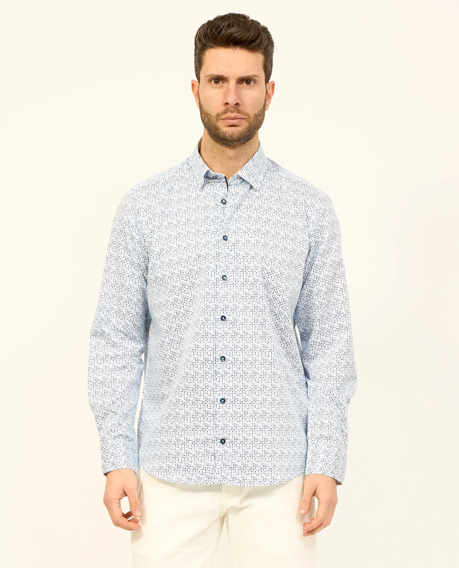 Camicia uomo Bugatti in cotone con stampa motivo
