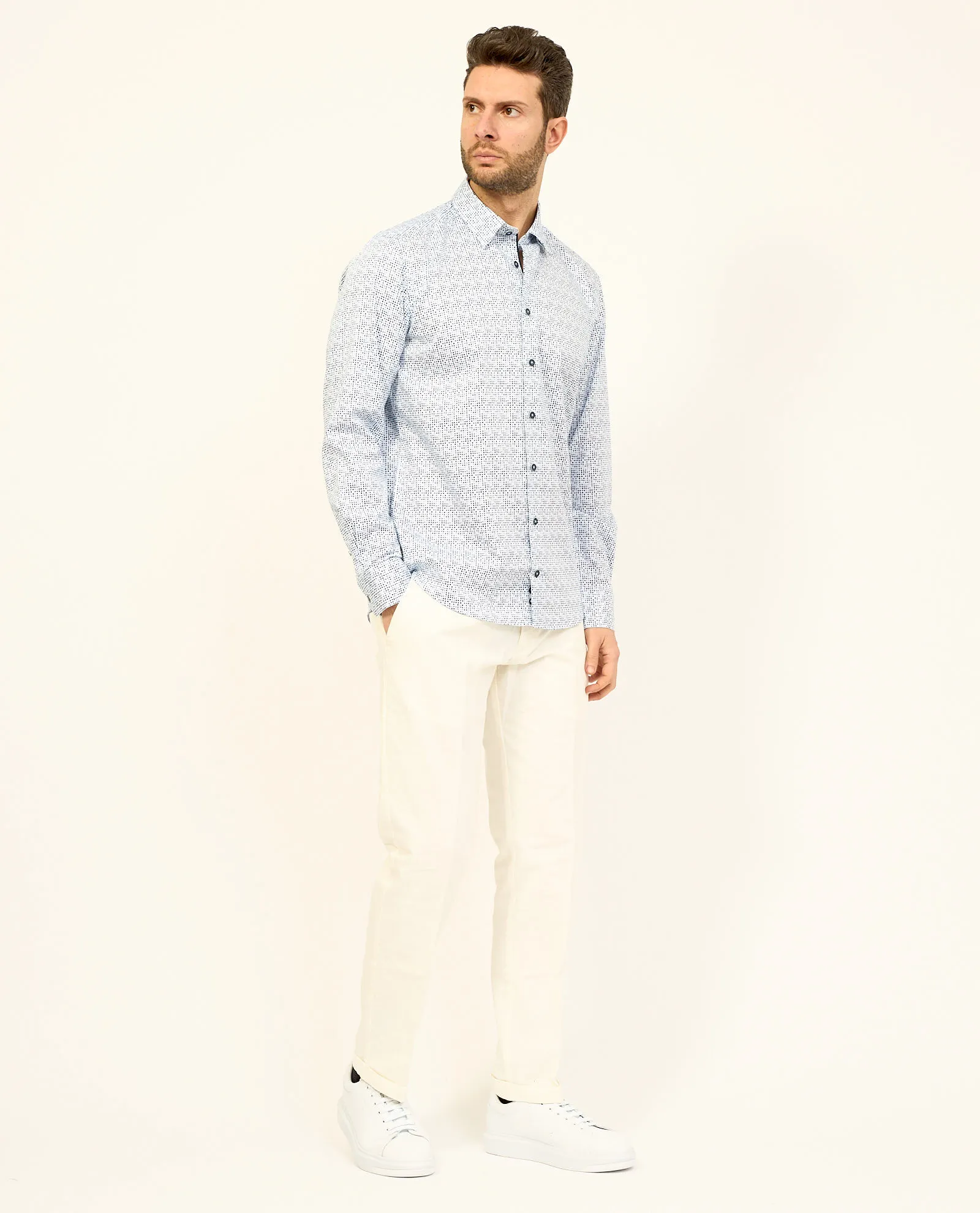 Camicia uomo Bugatti in cotone con stampa motivo
