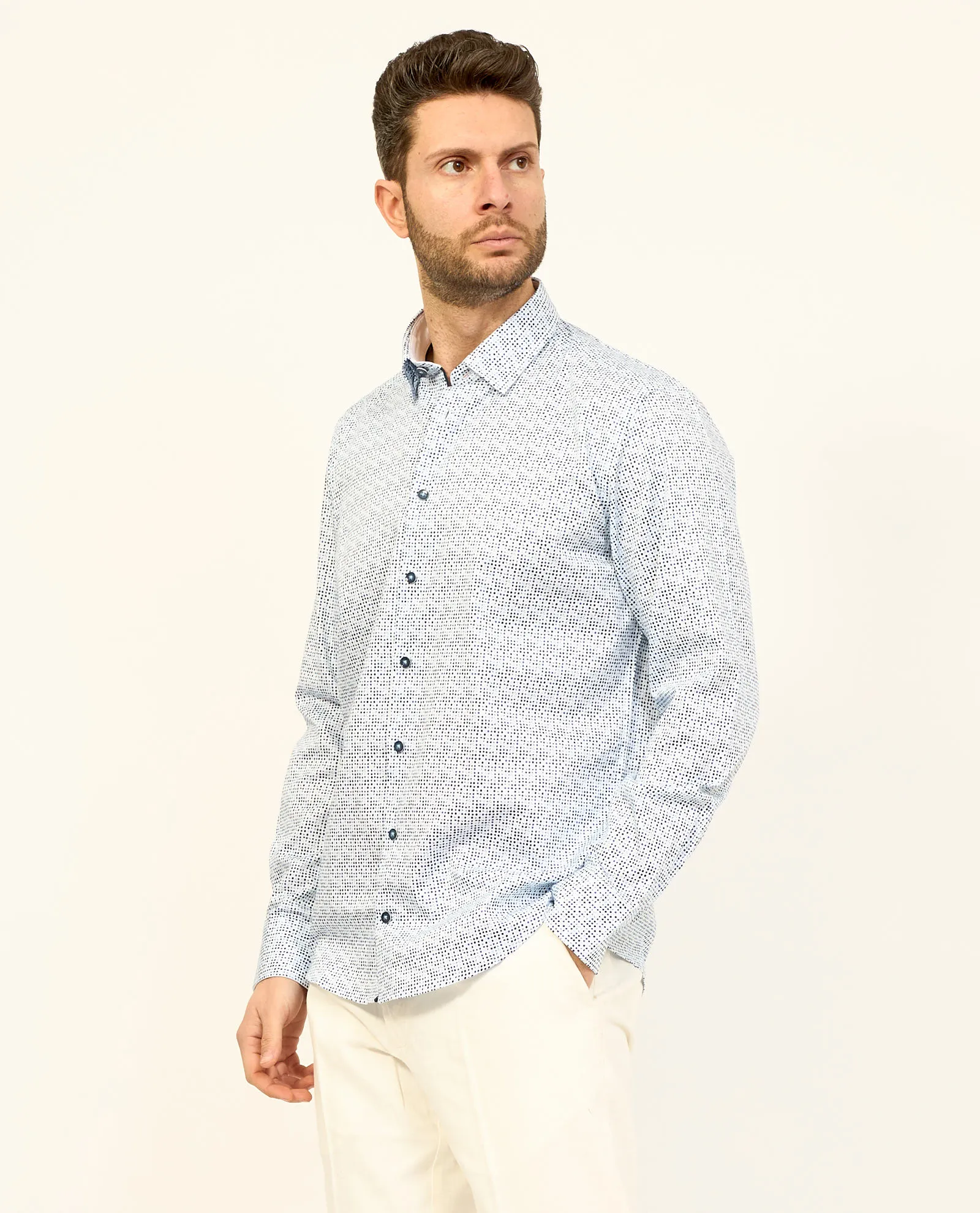 Camicia uomo Bugatti in cotone con stampa motivo