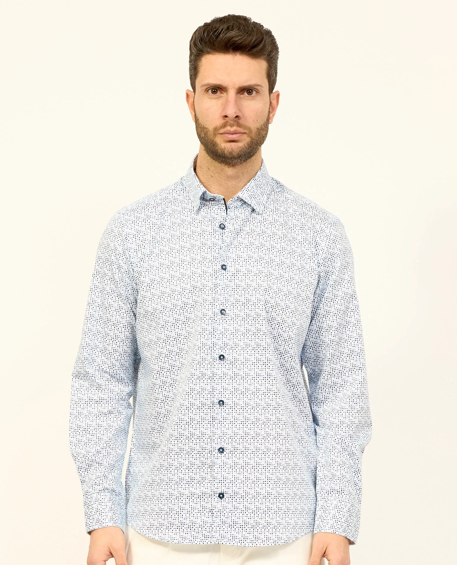 Camicia uomo Bugatti in cotone con stampa motivo