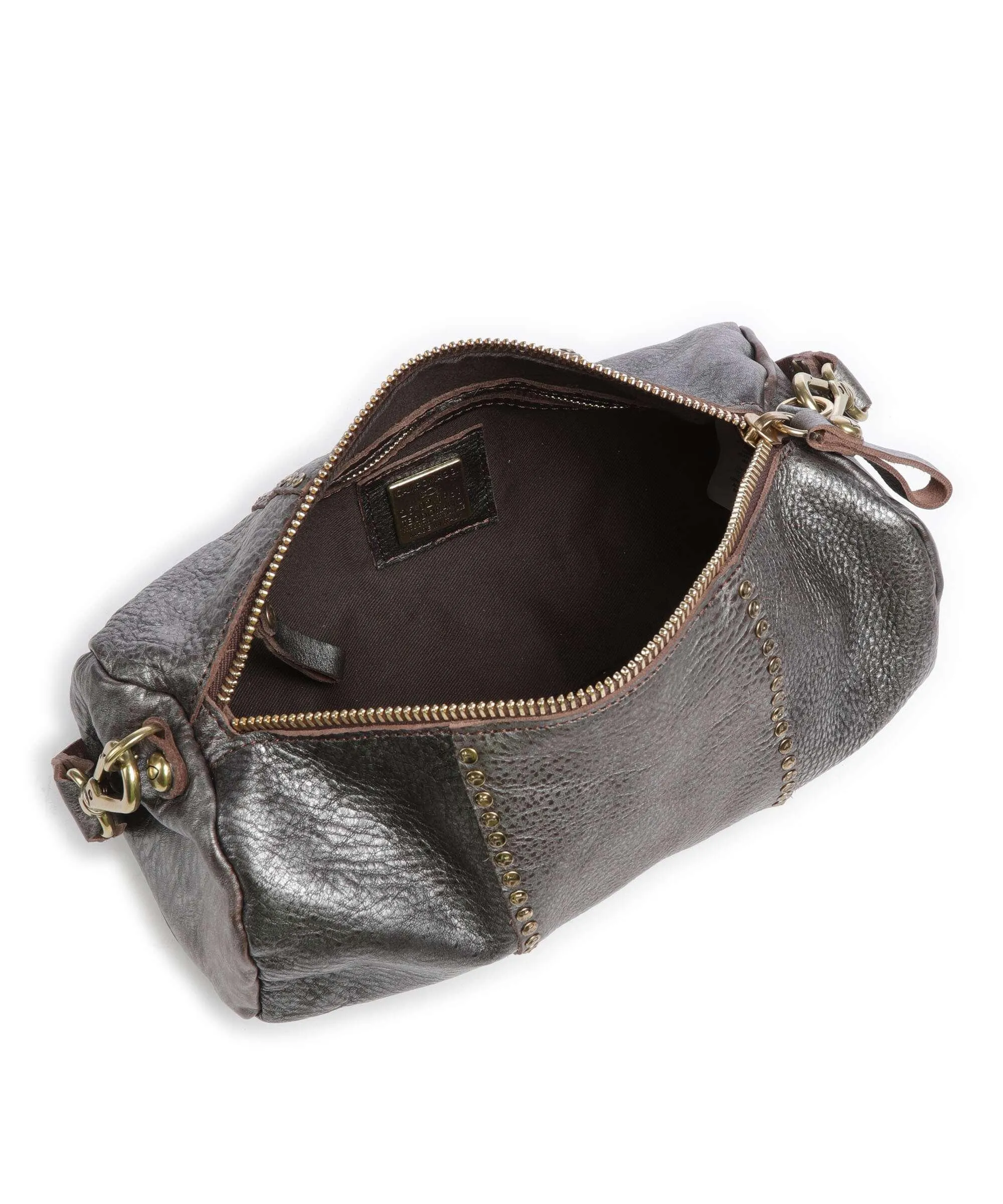  Campomaggi Borsa a spalla pelle granulata argento  