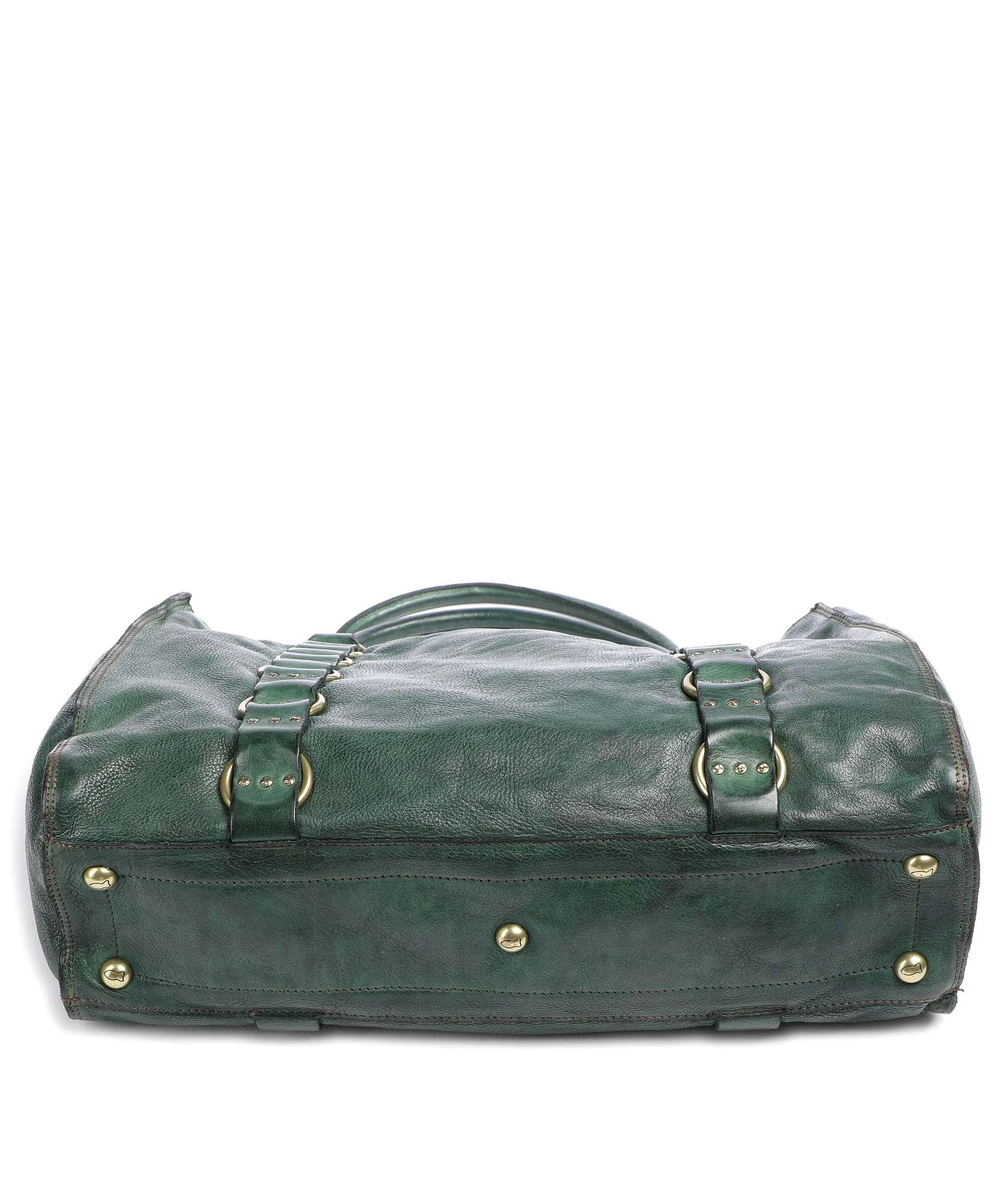 Campomaggi Borsa shopper pelle di vacchetta grana verde scuro  