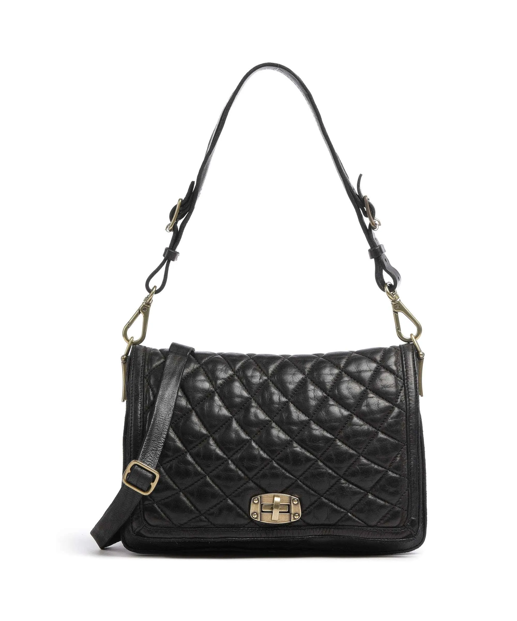  Campomaggi Prestige Borsa a spalla pelle di vacchetta grana nero  
