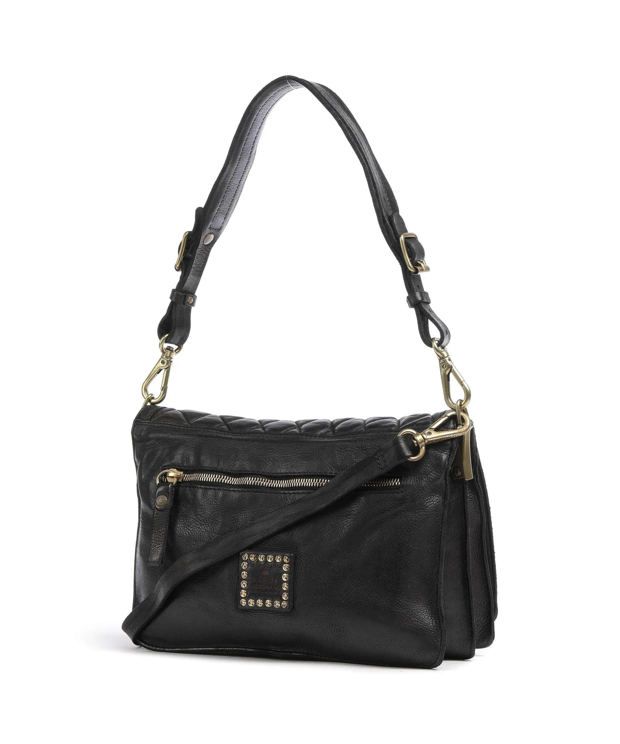  Campomaggi Prestige Borsa a spalla pelle di vacchetta grana nero  
