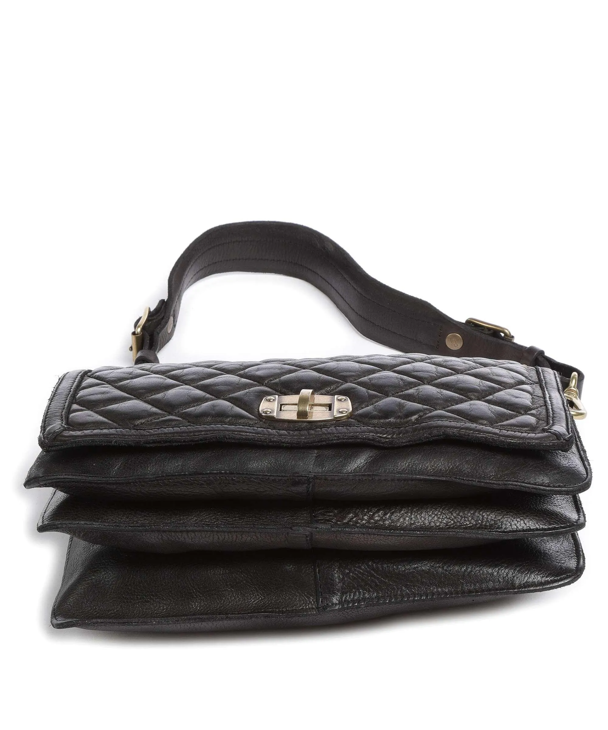  Campomaggi Prestige Borsa a spalla pelle di vacchetta grana nero  