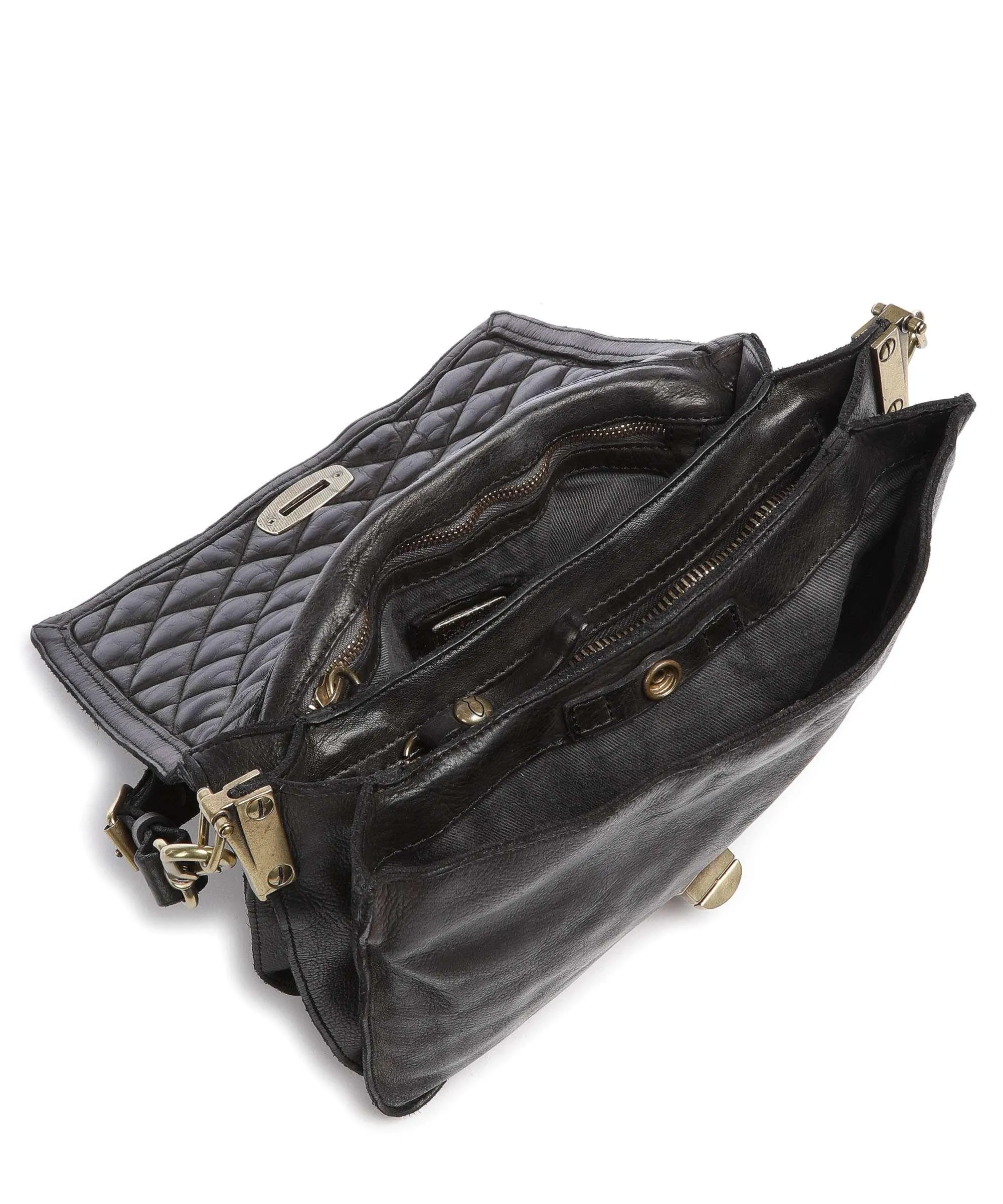  Campomaggi Prestige Borsa a spalla pelle di vacchetta grana nero  
