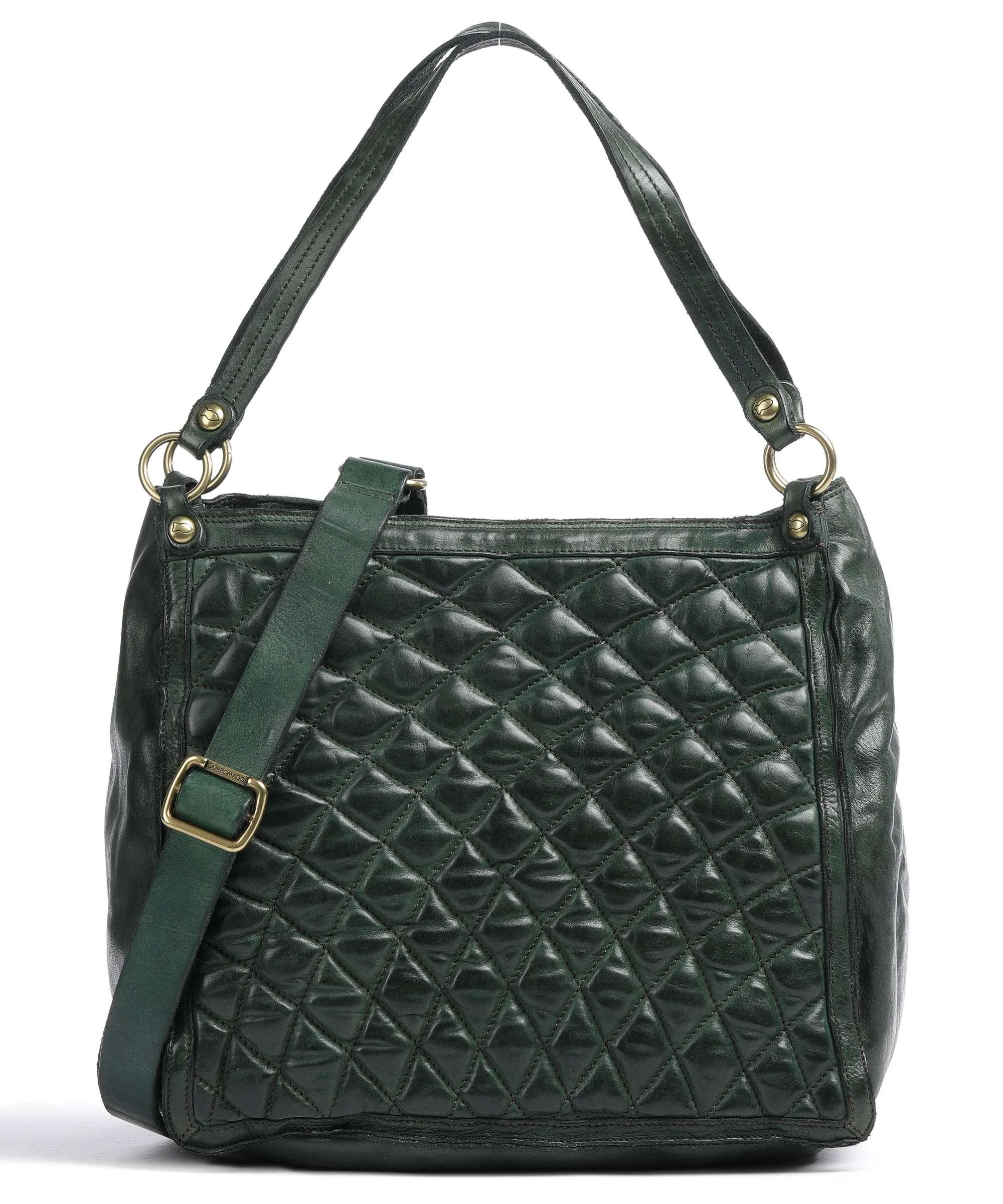  Campomaggi Prestige Borsa hobo pelle di vacchetta grana verde scuro  