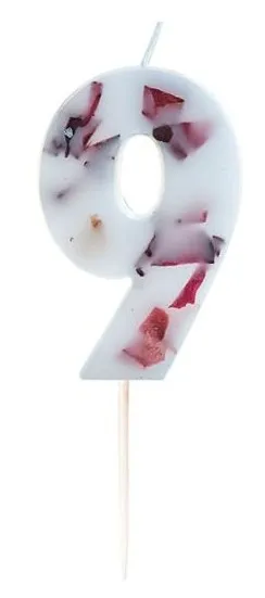 Candela torta numero 9 petali di rosa