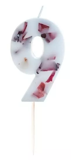 Candela torta numero 9 petali di rosa