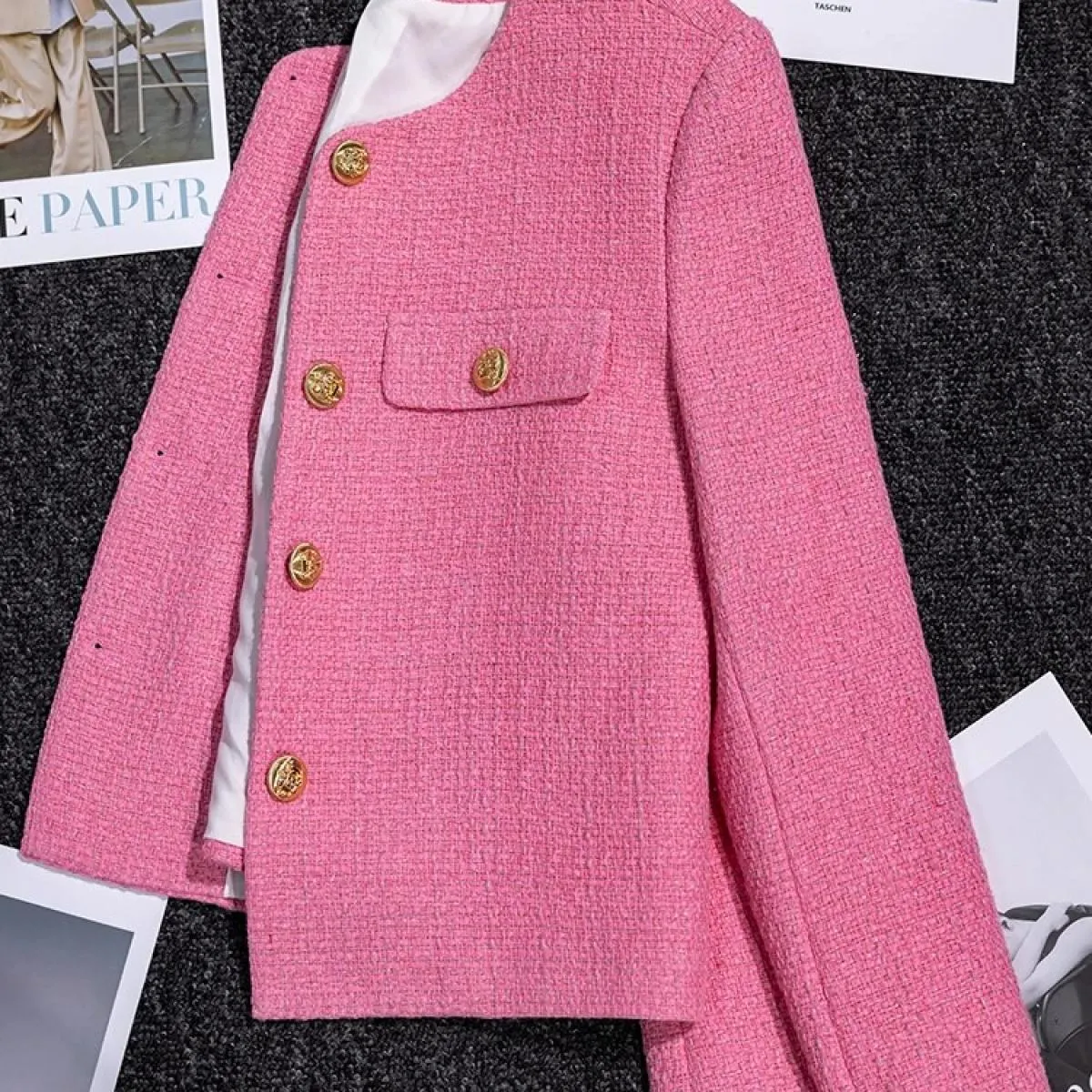 Cappotto blazer casual da donna autunno inverno nuovo arrivo donna rosa giallo nero solido manica lunga monopetto jack allentato
