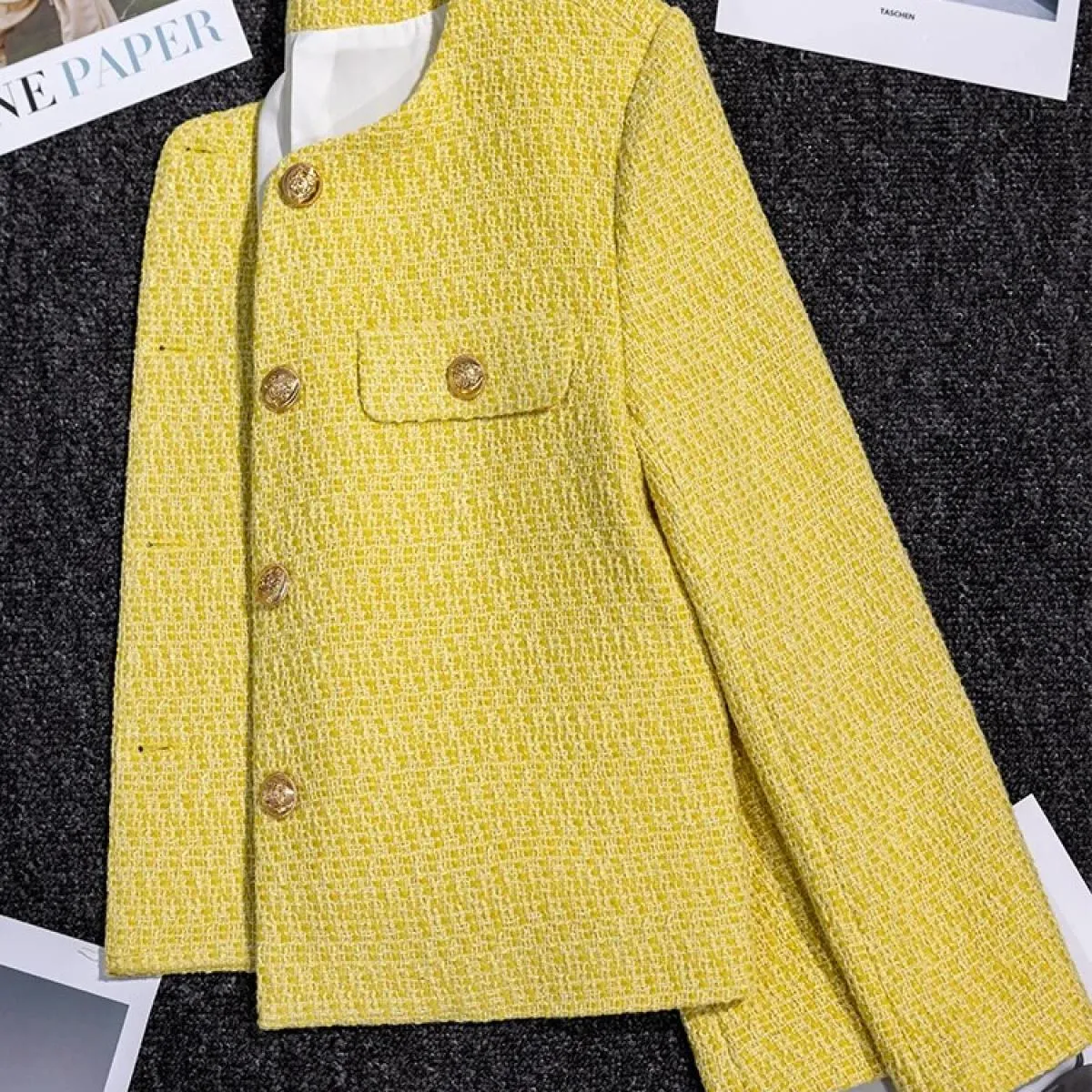 Cappotto blazer casual da donna autunno inverno nuovo arrivo donna rosa giallo nero solido manica lunga monopetto jack allentato