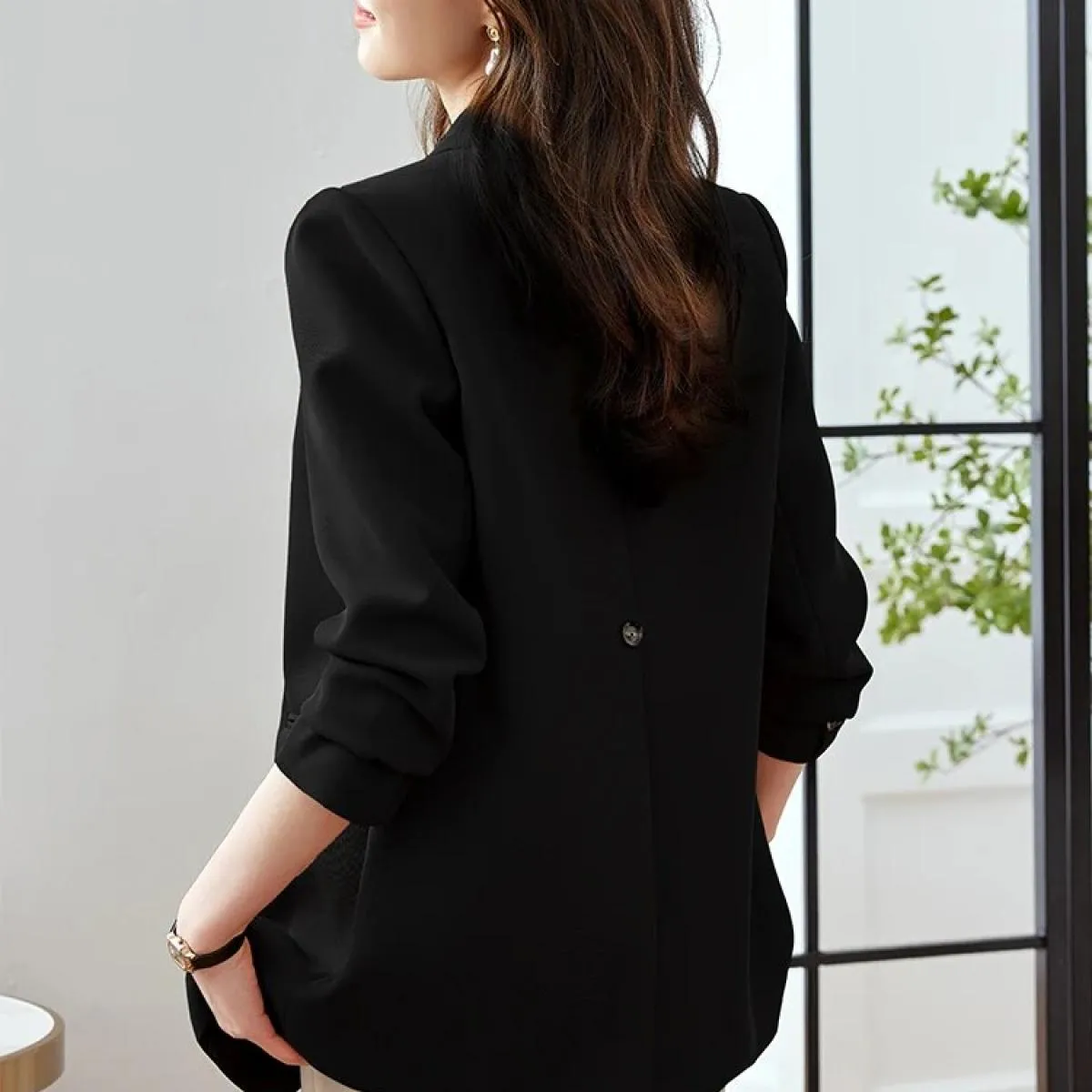 Cappotto blazer da donna autunno inverno moda donna rosa caffè nero manica lunga doppio petto giacca casual allentata