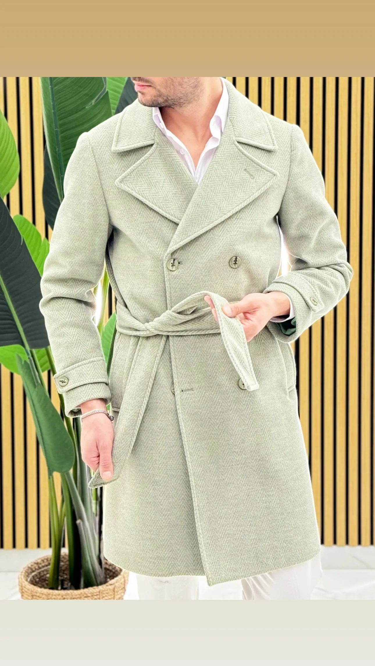 Cappotto Cintura Spigato Parigi
