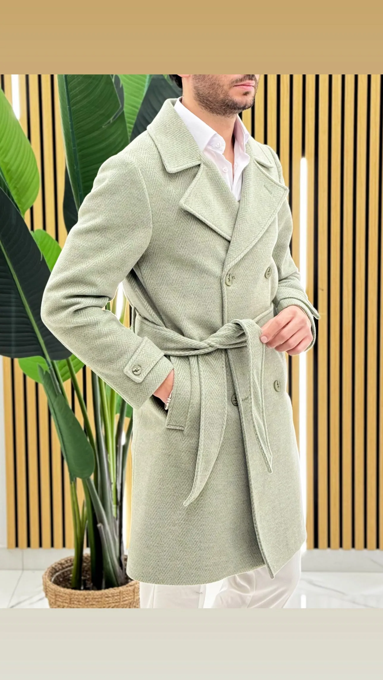 Cappotto Cintura Spigato Parigi