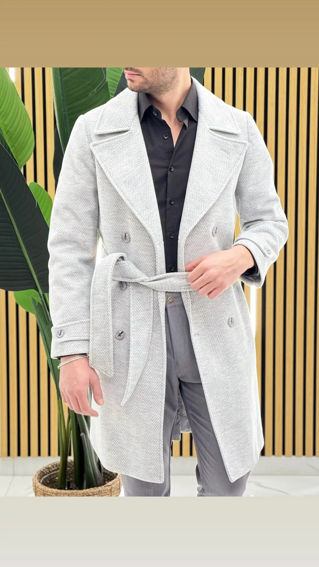 Cappotto Cintura Spigato Parigi