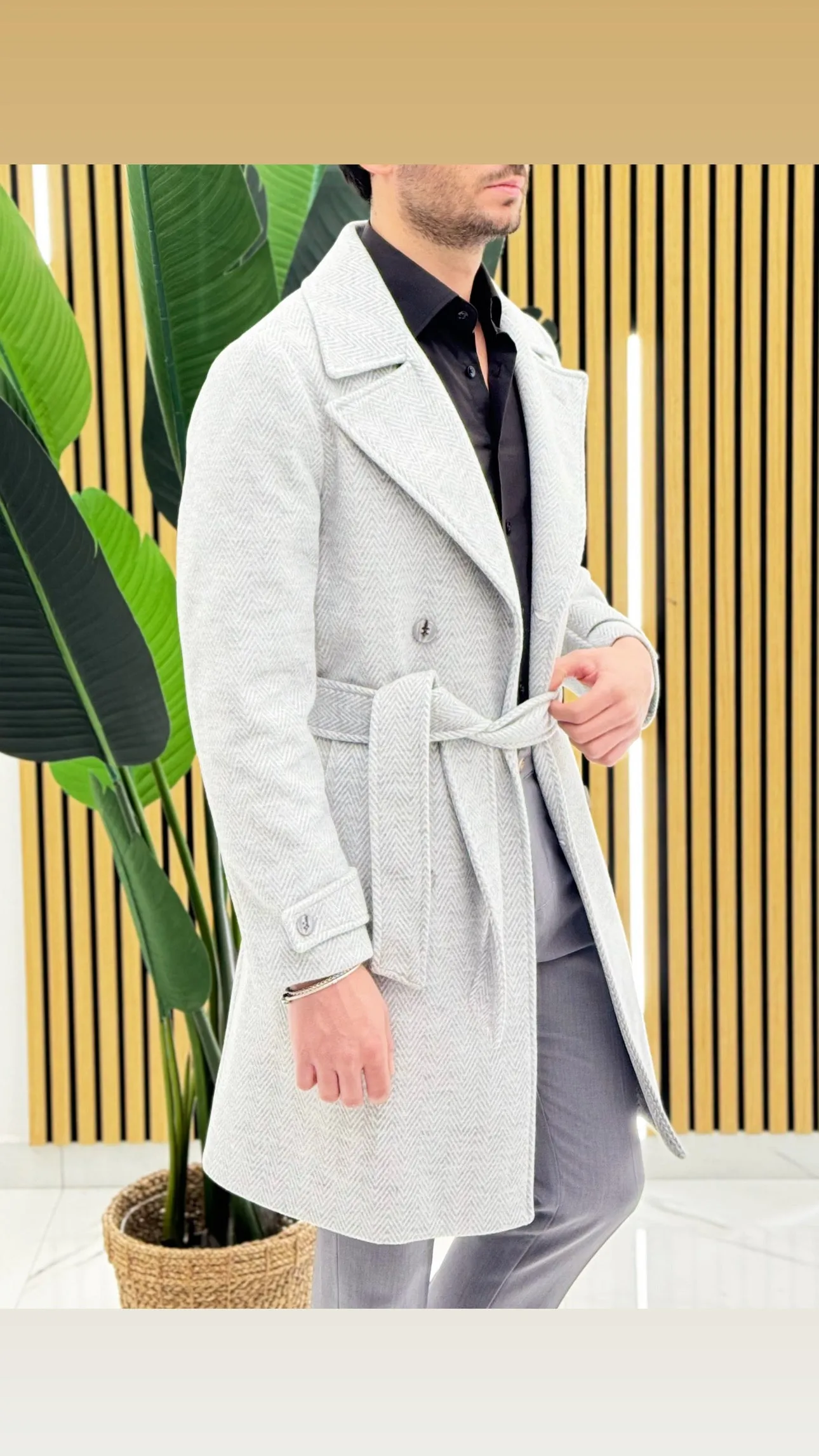 Cappotto Cintura Spigato Parigi