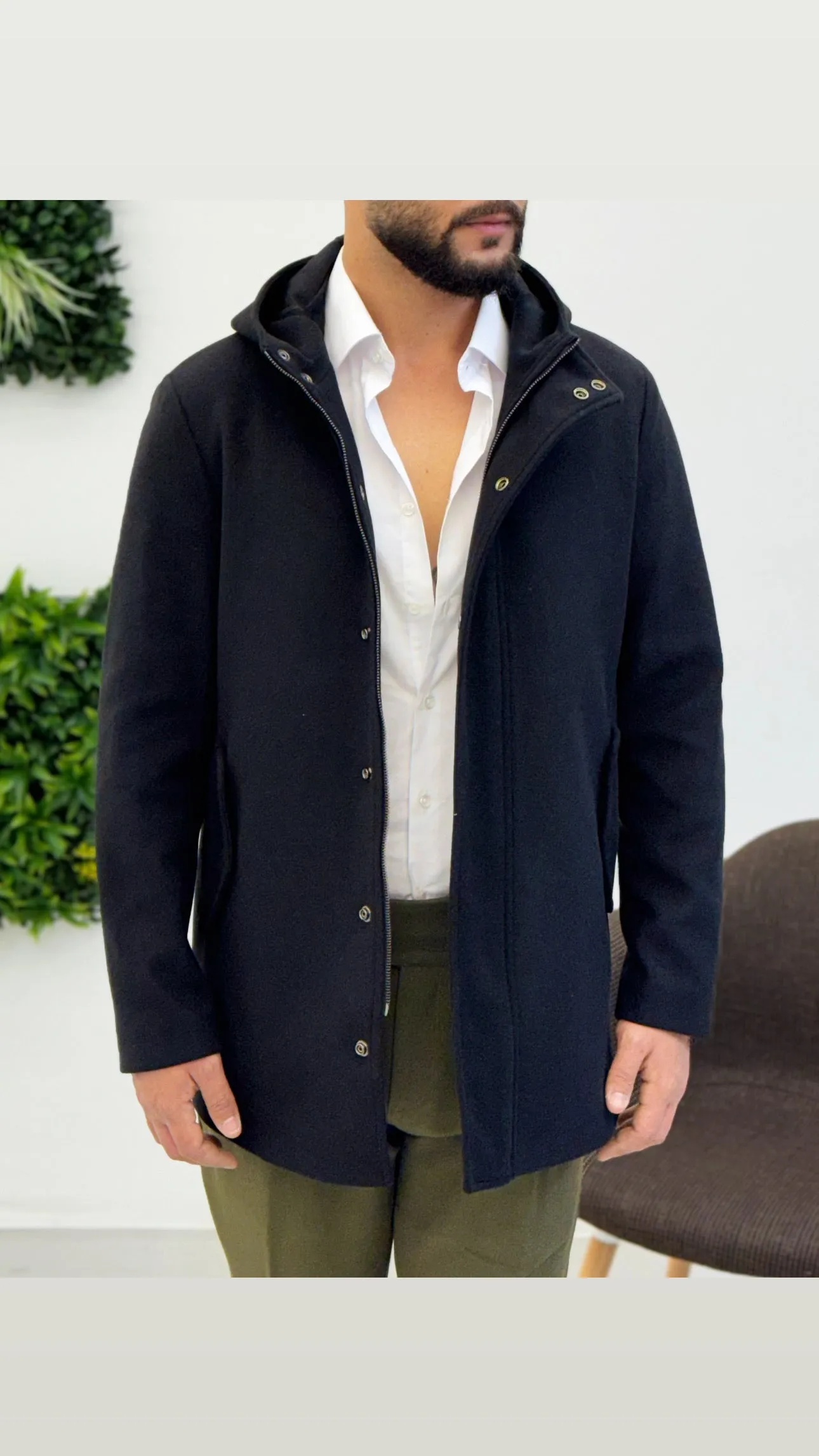 Cappotto con cappuccio Zip