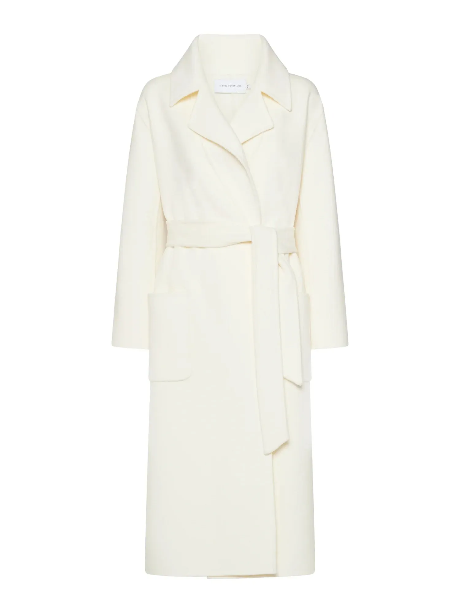 Cappotto con cintura lungo bianco