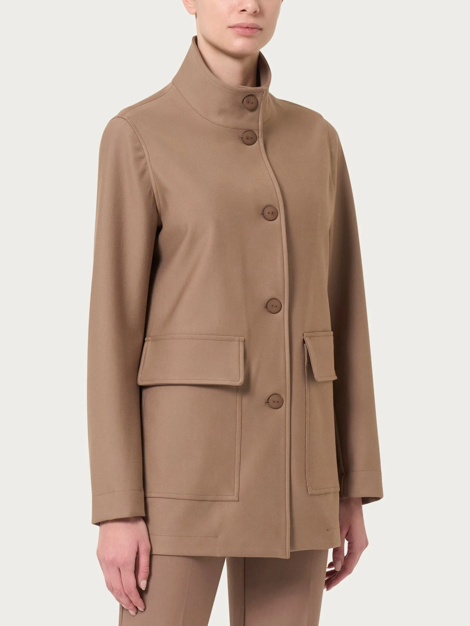 Cappotto corto con bottoni in Compact - Pine Bark
