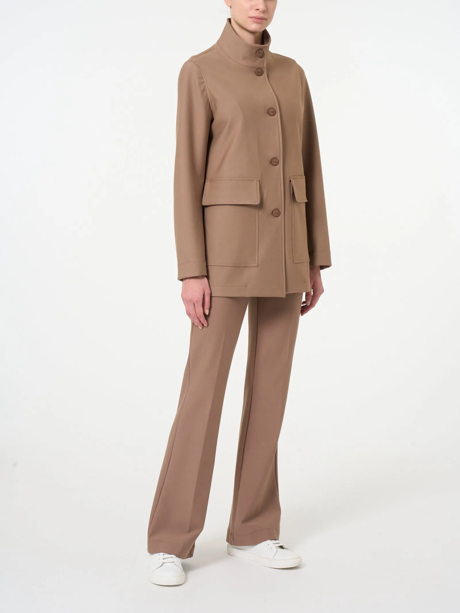 Cappotto corto con bottoni in Compact - Pine Bark