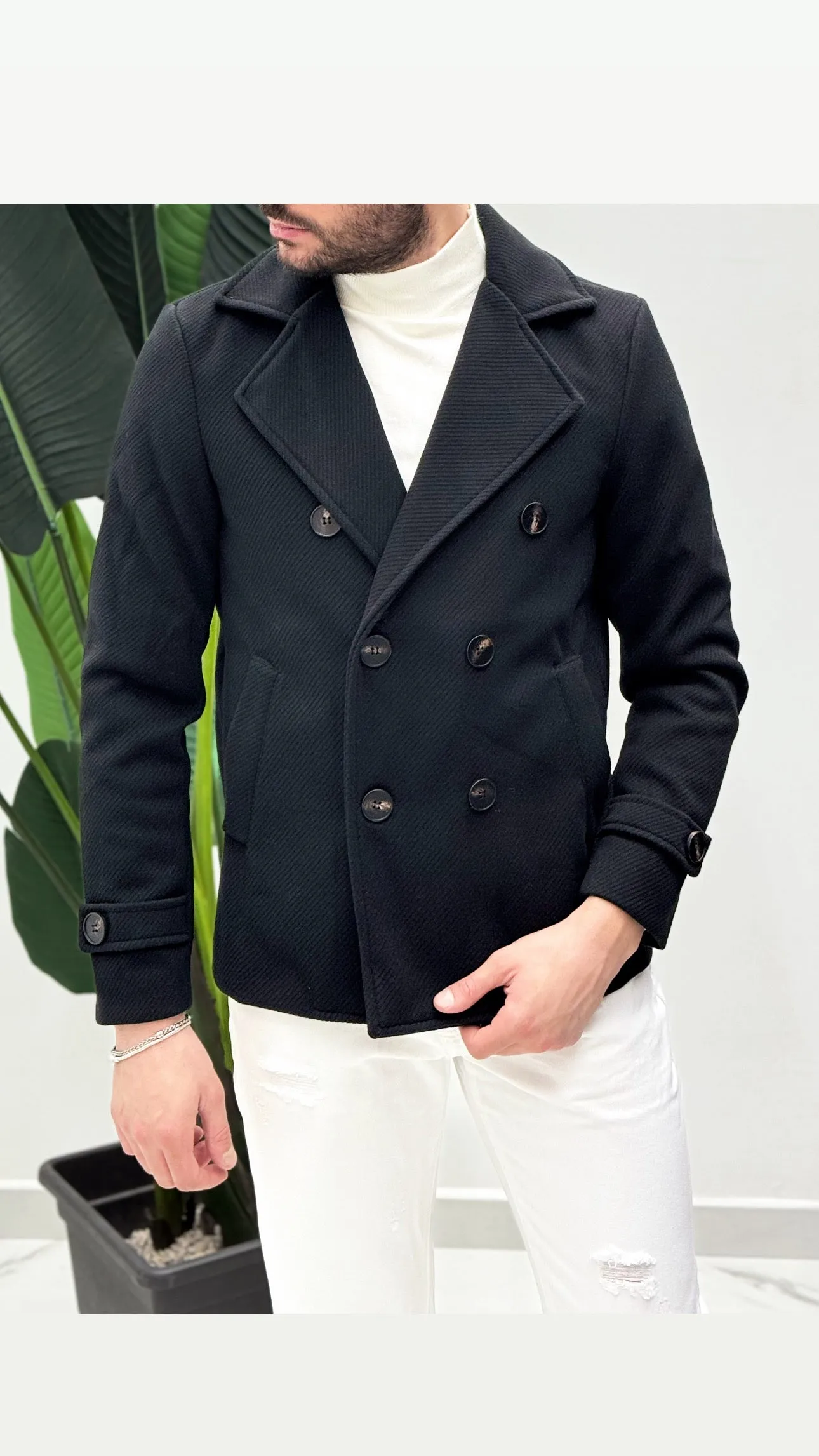 Cappotto corto doppiopetto