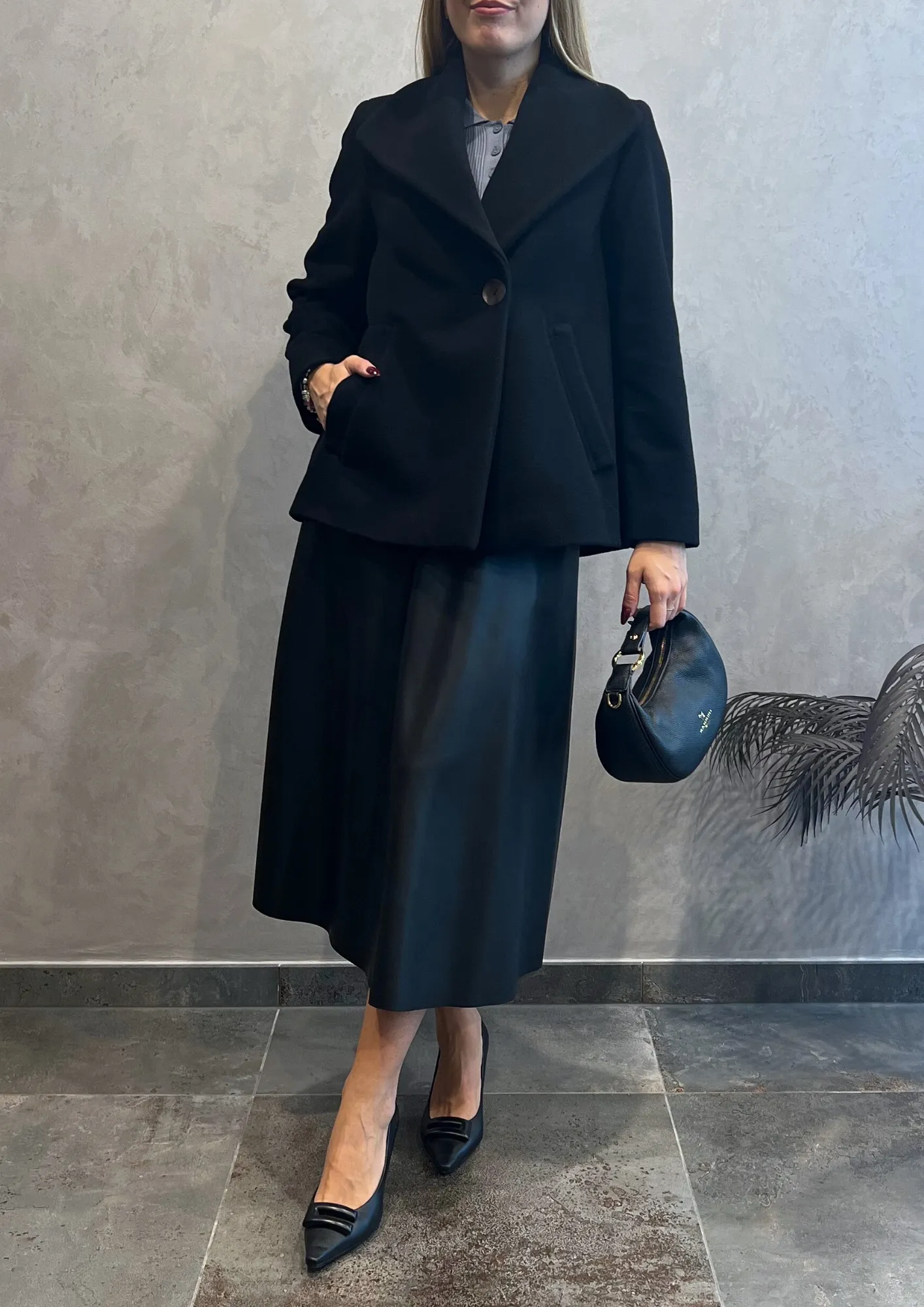Cappotto corto foderato misto lana-kashmir
